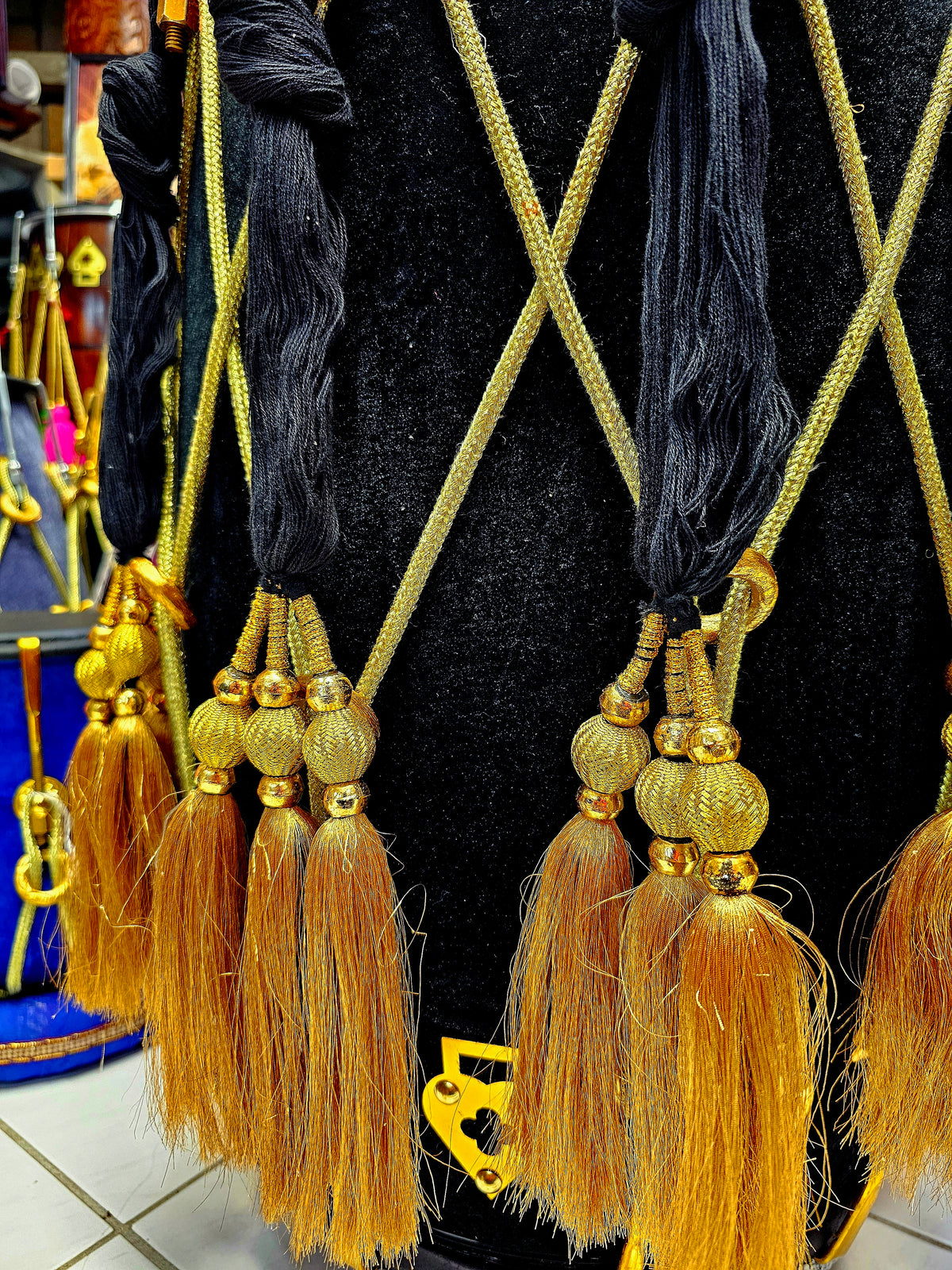 Royal Tiger Beat: Premium Black Velvet Wrapped Red Sheesham Punjabi Dhol