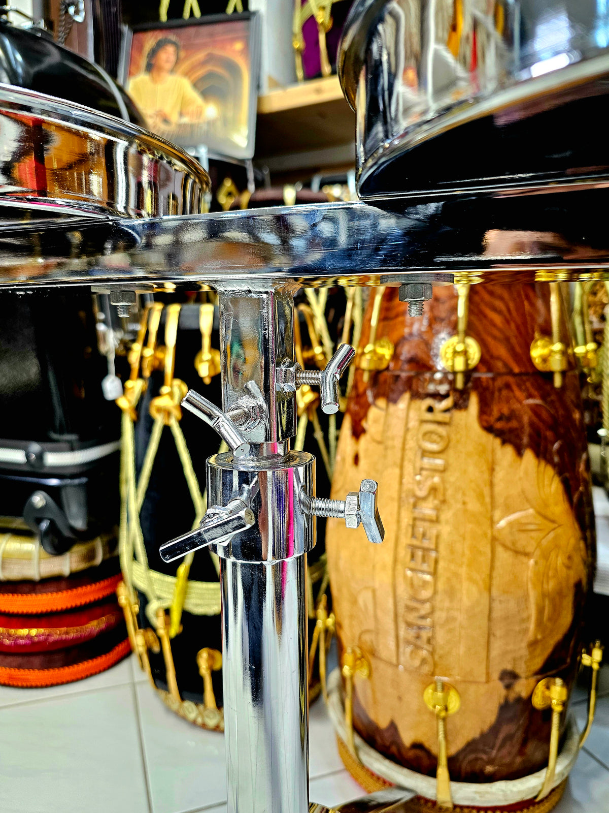 Celestial Harmony Silver Tabla Stand (Including Shipping for Shushan)