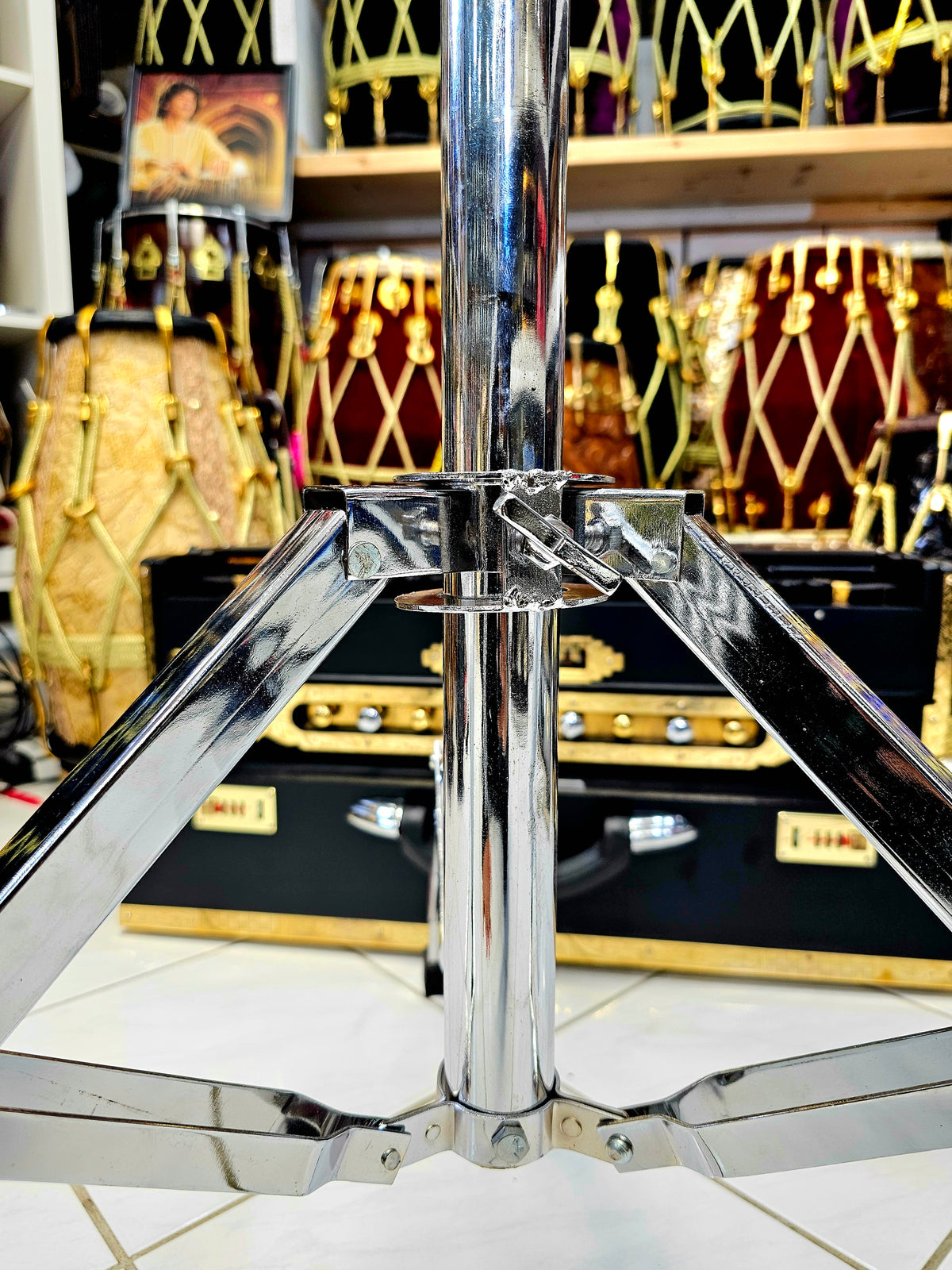 Silver VersaStand: Adjustable Dhol and Dholak Stand