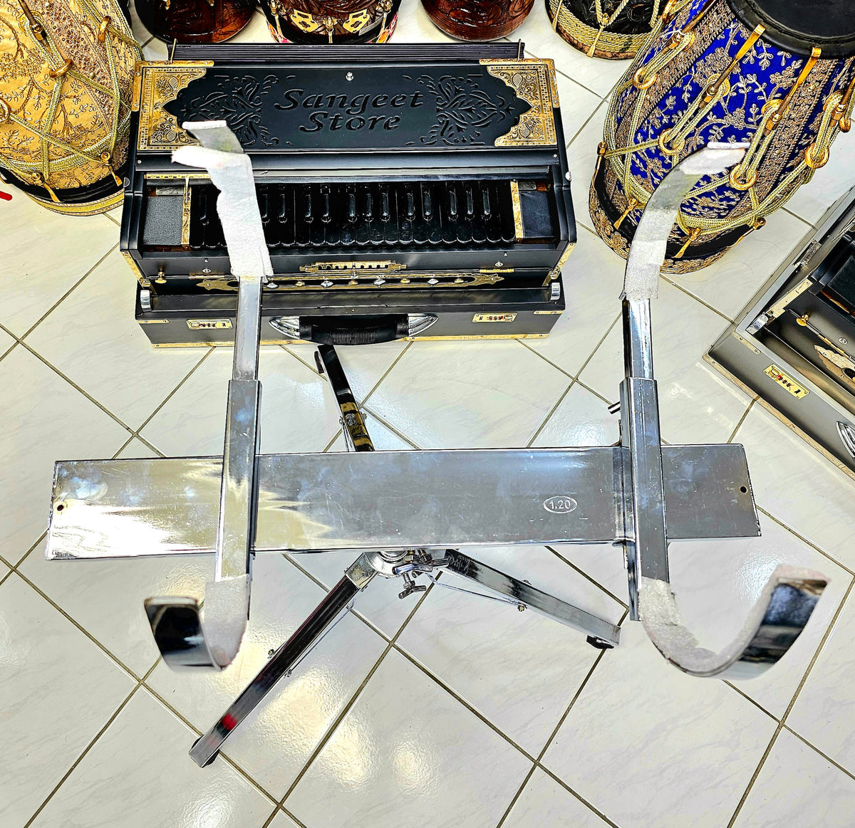Silver VersaStand: Adjustable Dhol and Dholak Stand
