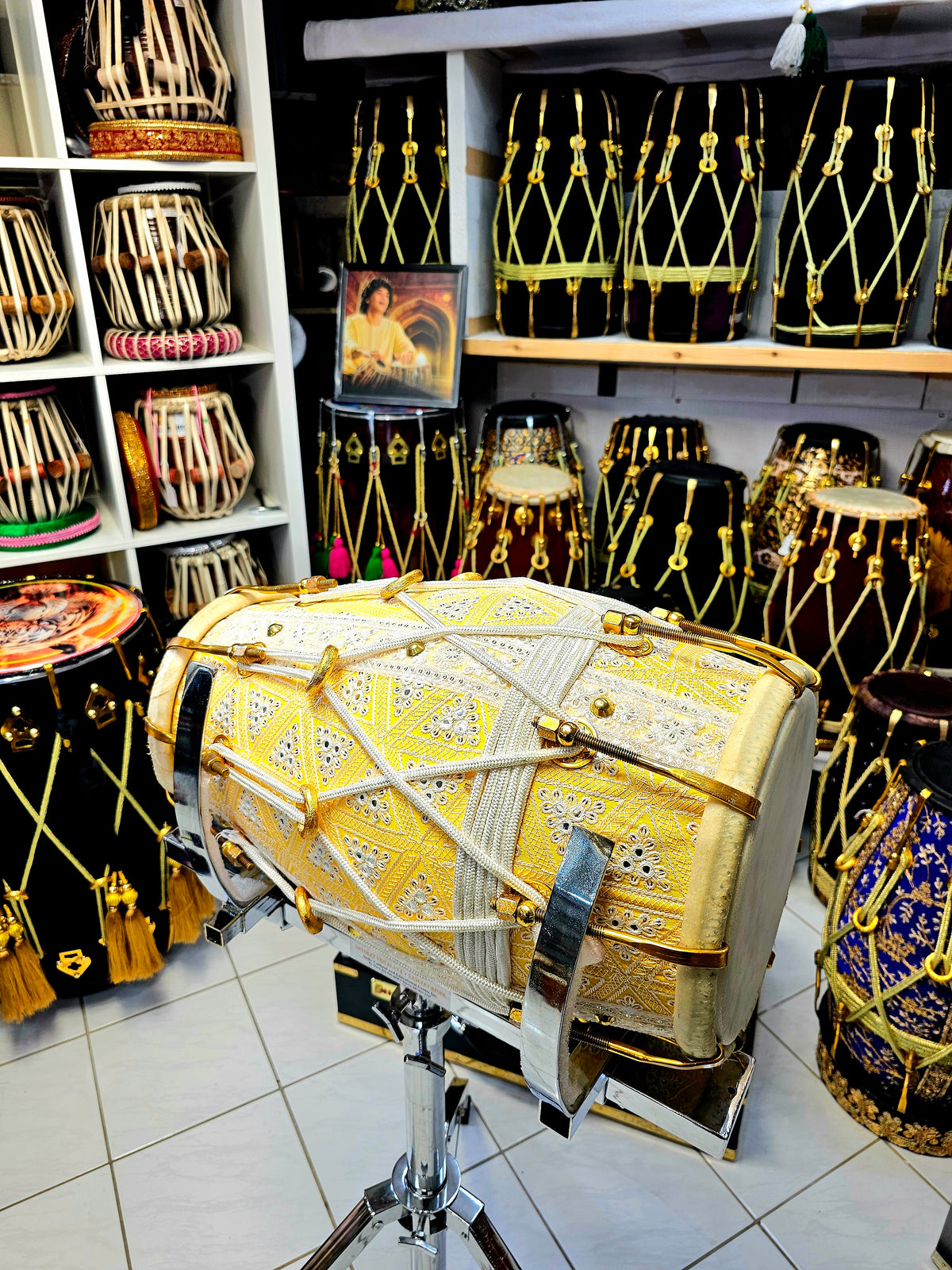 Silver VersaStand: Adjustable Dhol and Dholak Stand