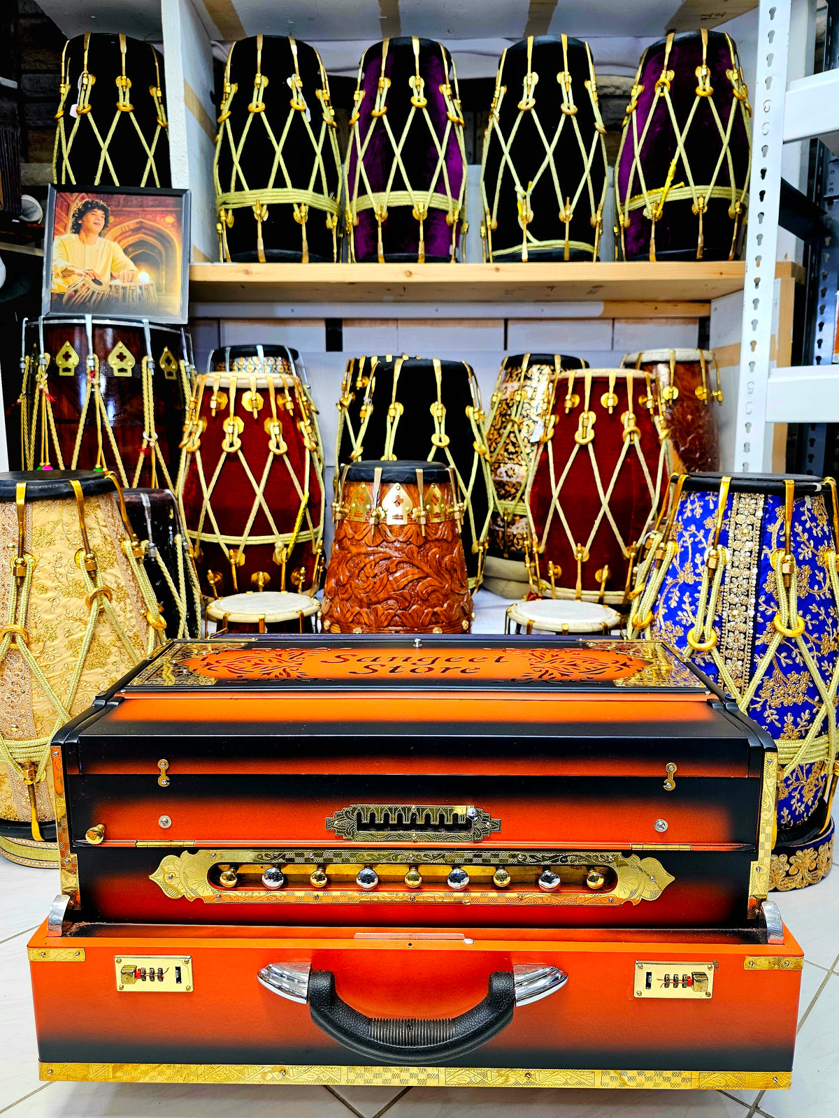 Sunset Symphony: Matte Orange & Black 9 Scale-Changer 3 Reed MMF Harmonium *Very Minor Cosmetic Defects*