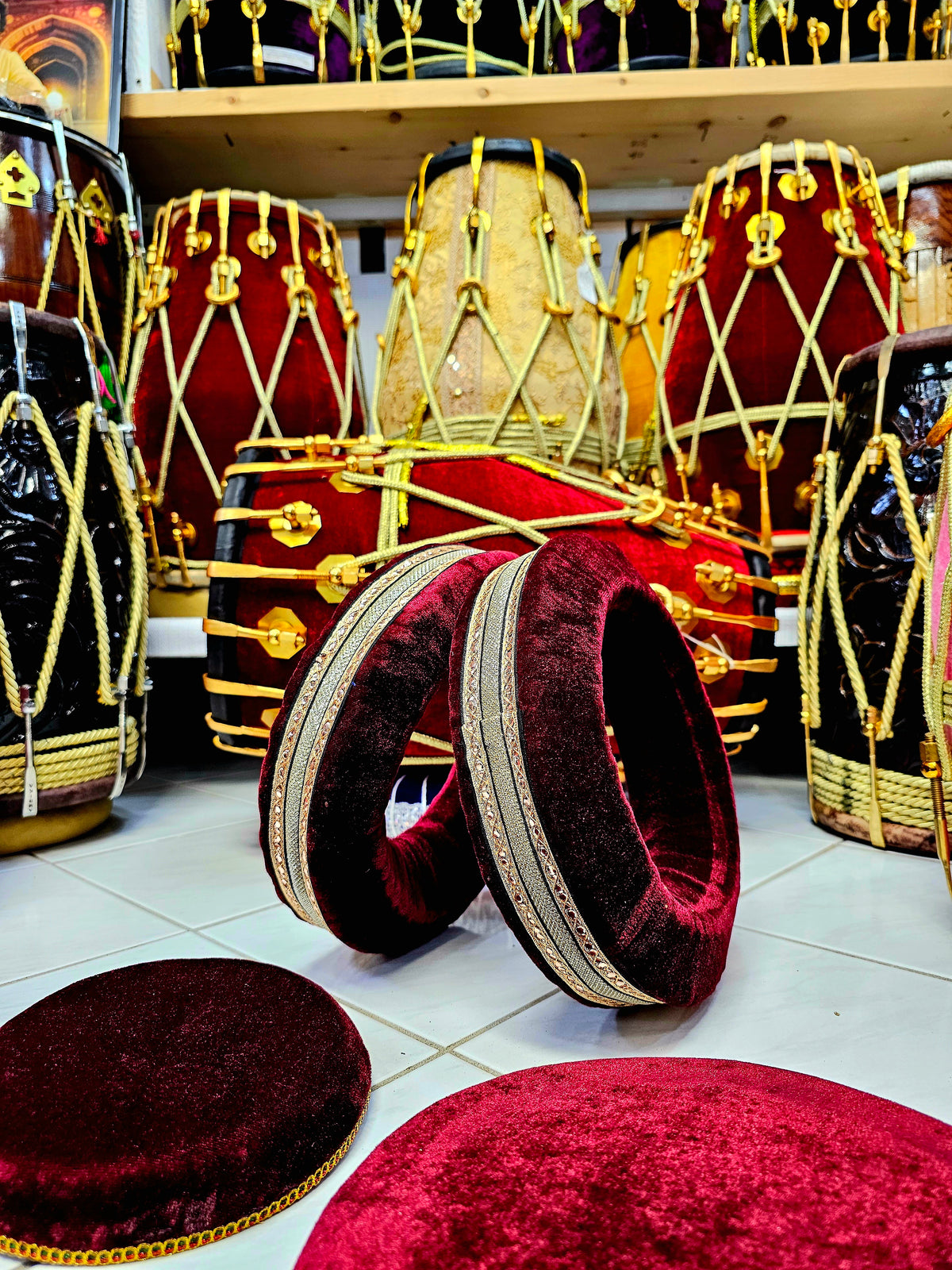 Crimson Royale Premium Tabla Rings Set - Sangeet Store
