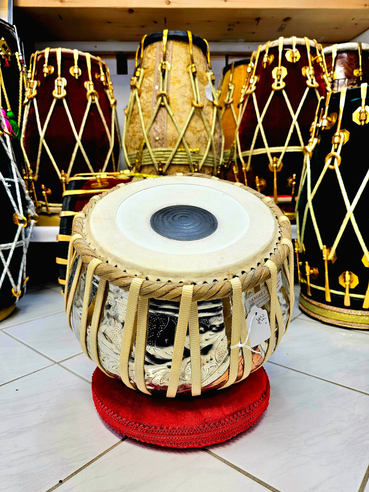 Regal Bronze Engraved 4.3kg Copper Bayan – 9.5" Nylon-Strapped Precision - Sangeet Store