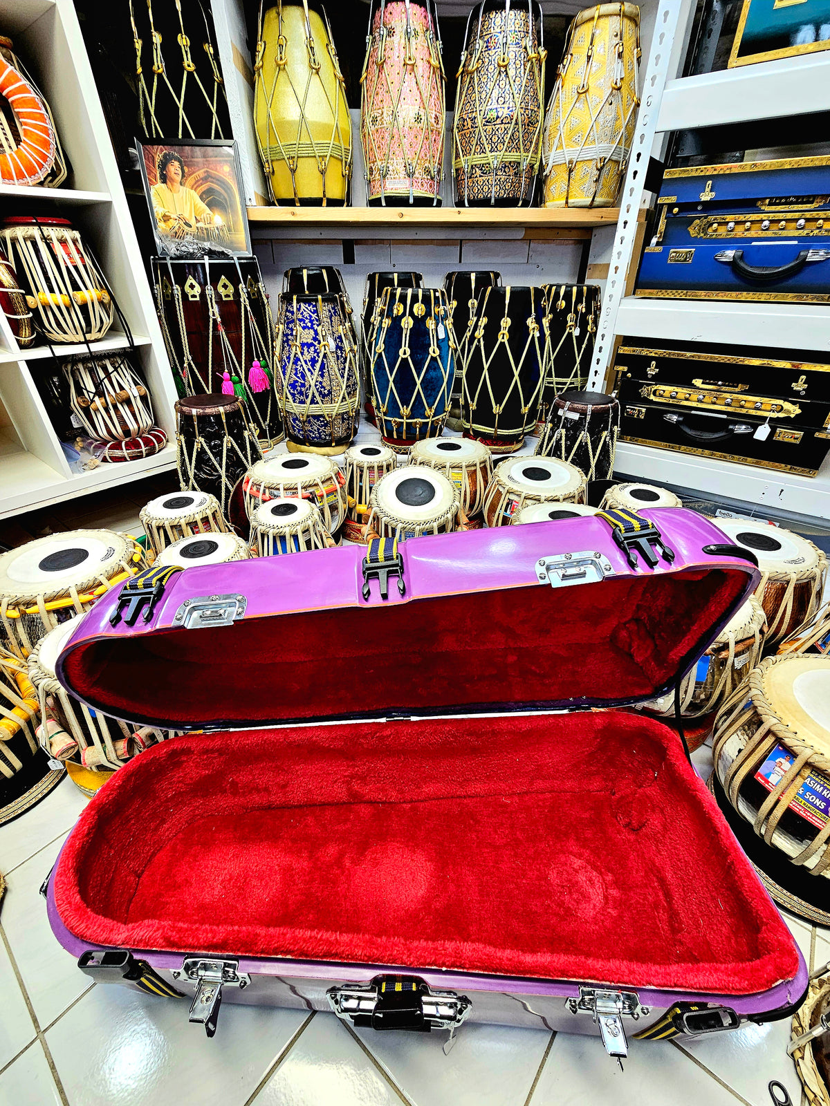 Gently Used: Vibrant Violet Trio Case: Purple 3-Piece Tabla Case - Sangeet Store