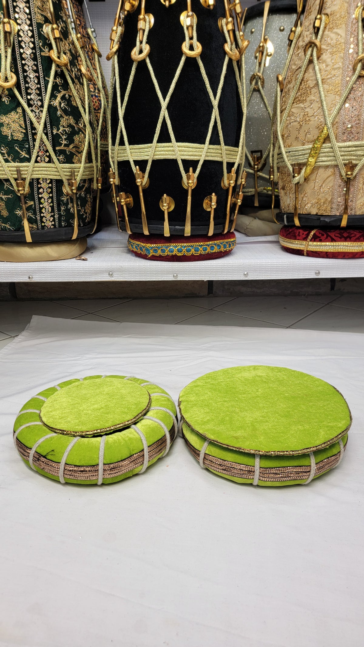 Citrus Tabla Rings – Lime Green with Bronze Accents - Sangeet Store