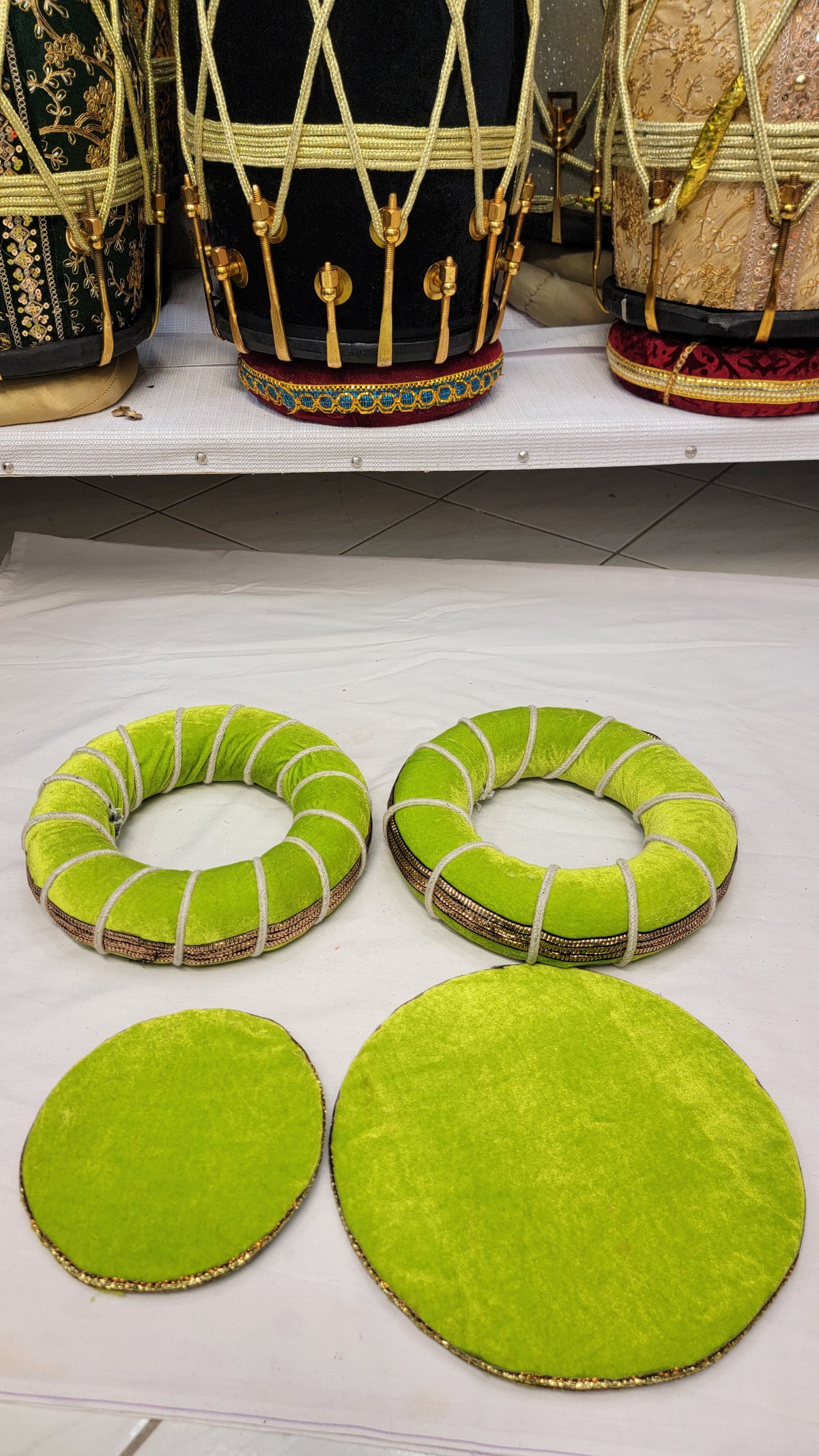 Citrus Tabla Rings – Lime Green with Bronze Accents - Sangeet Store