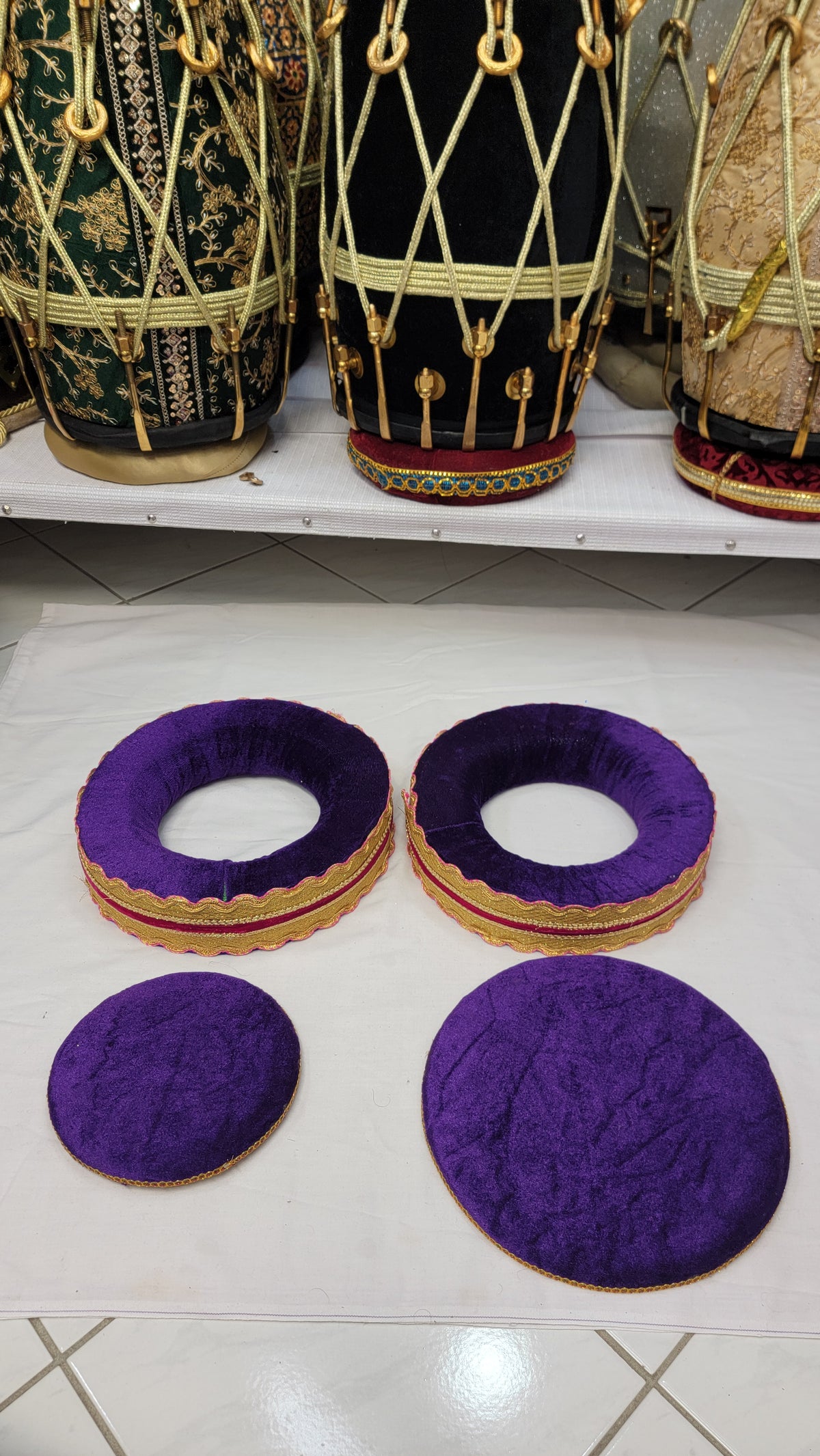 Orchid Aura Tabla Rings Set – Purple with Gold & Pink (Minor Cosmetic Defects) - Sangeet Store