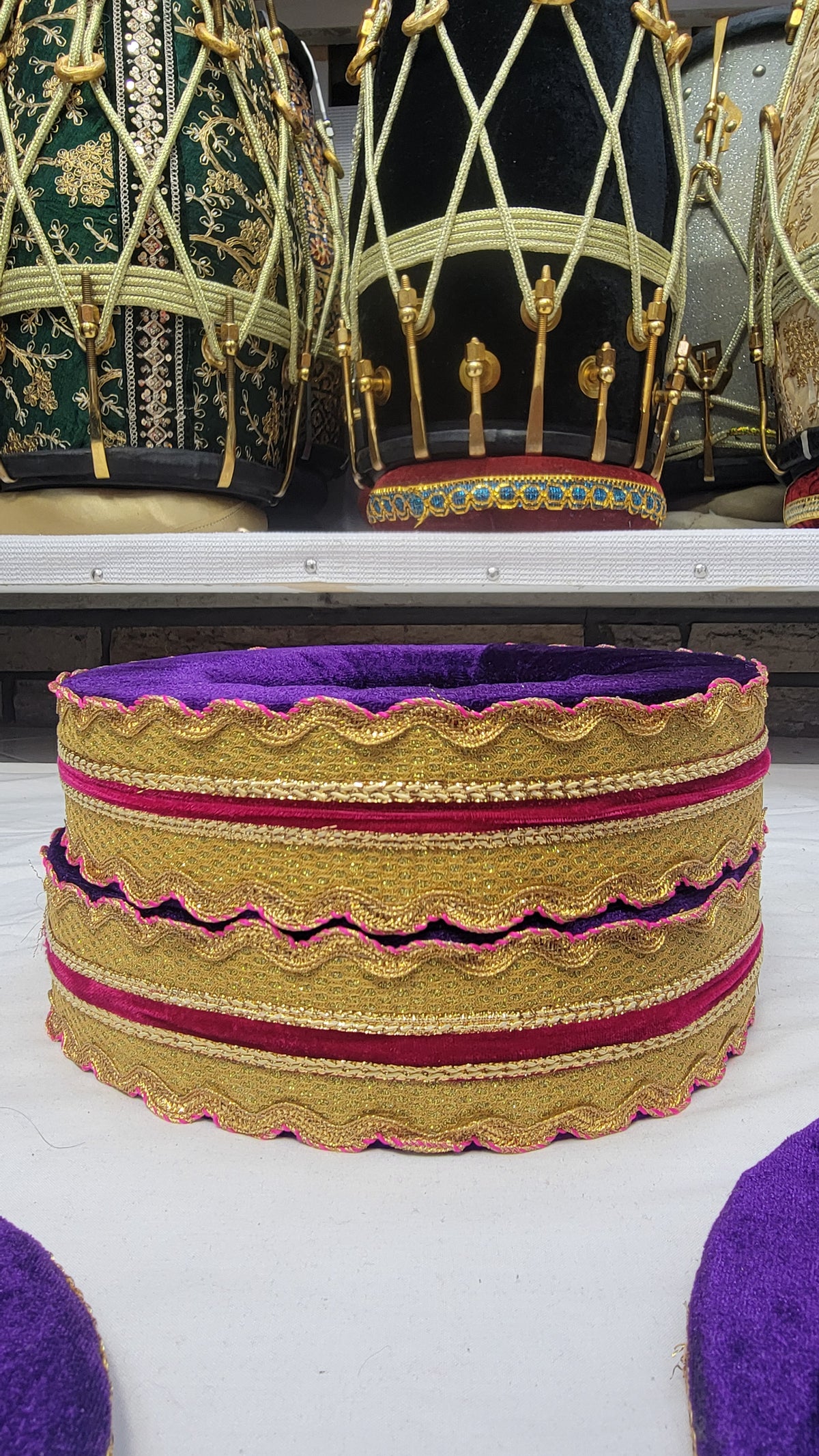 Orchid Aura Tabla Rings Set – Purple with Gold & Pink (Minor Cosmetic Defects) - Sangeet Store