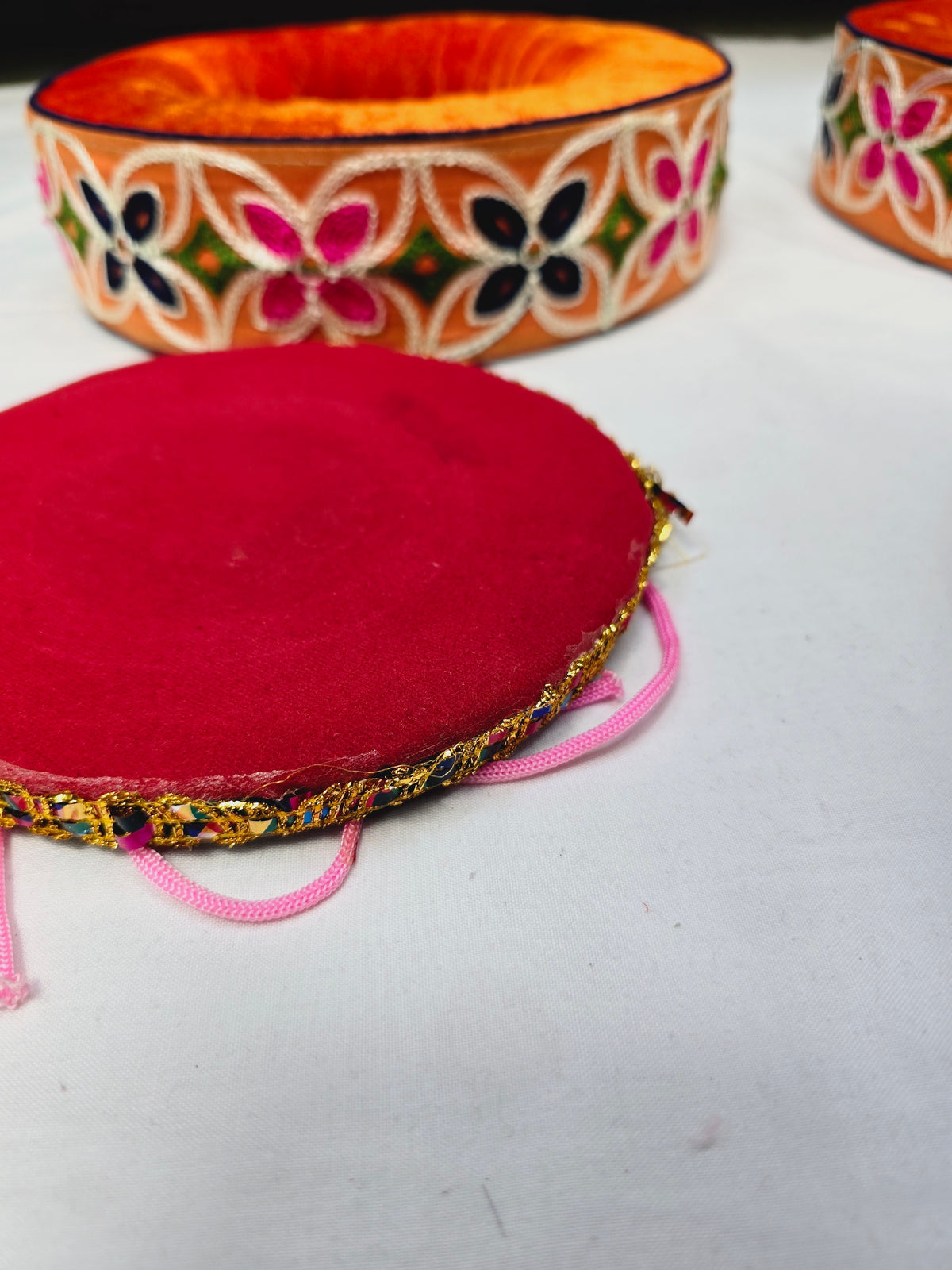 Sunrise Tabla Rings – Orange with Floral Accents (Minor Cosmetic Defects) - Sangeet Store