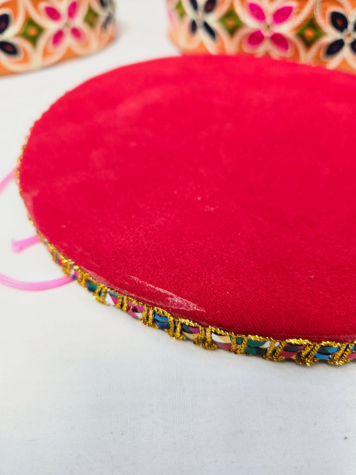 Sunrise Tabla Rings – Orange with Floral Accents (Minor Cosmetic Defects) - Sangeet Store