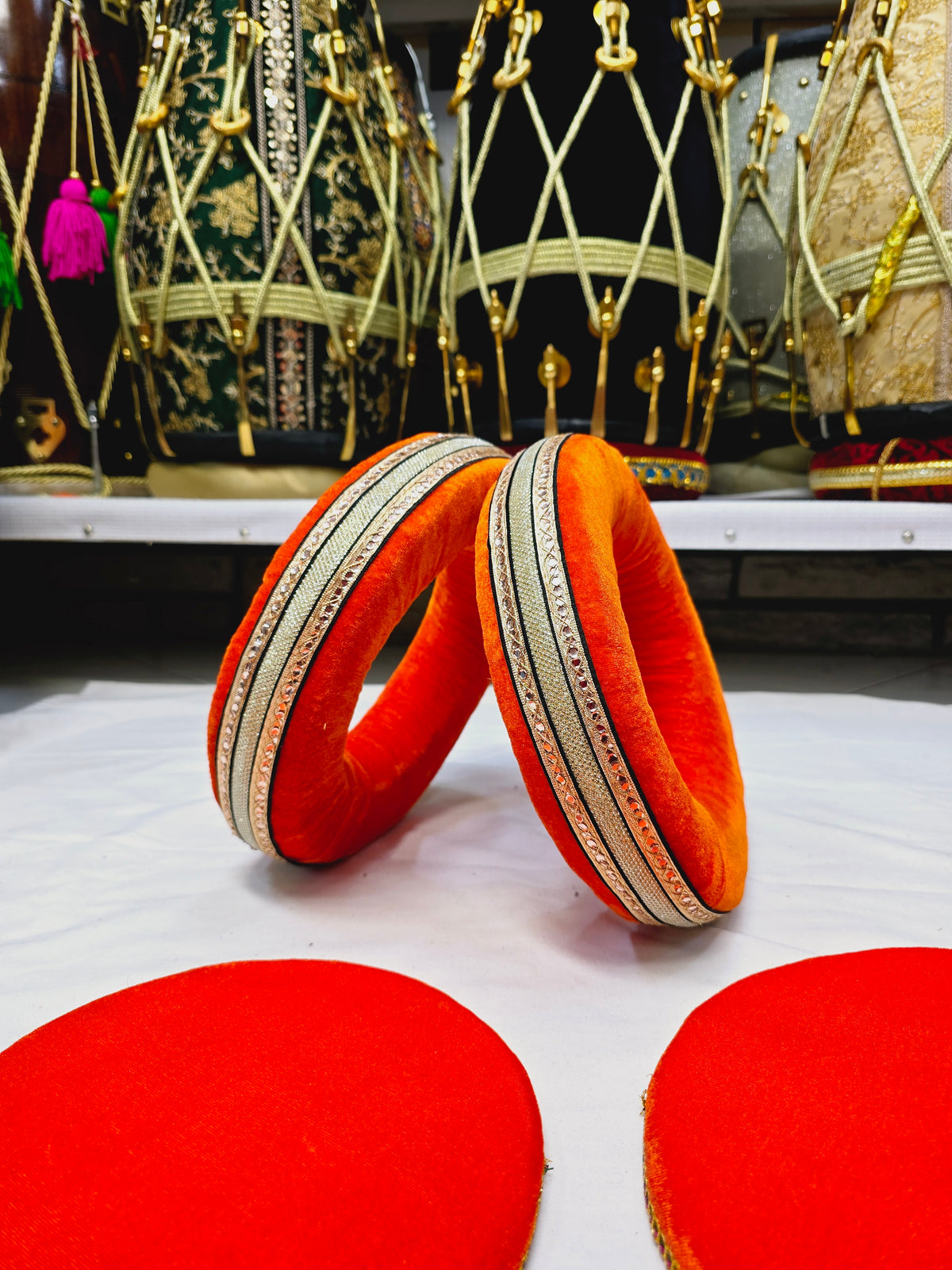 Golden Blaze Tabla Rings – Premium Orange (Minor Cosmetic Defects) - Sangeet Store