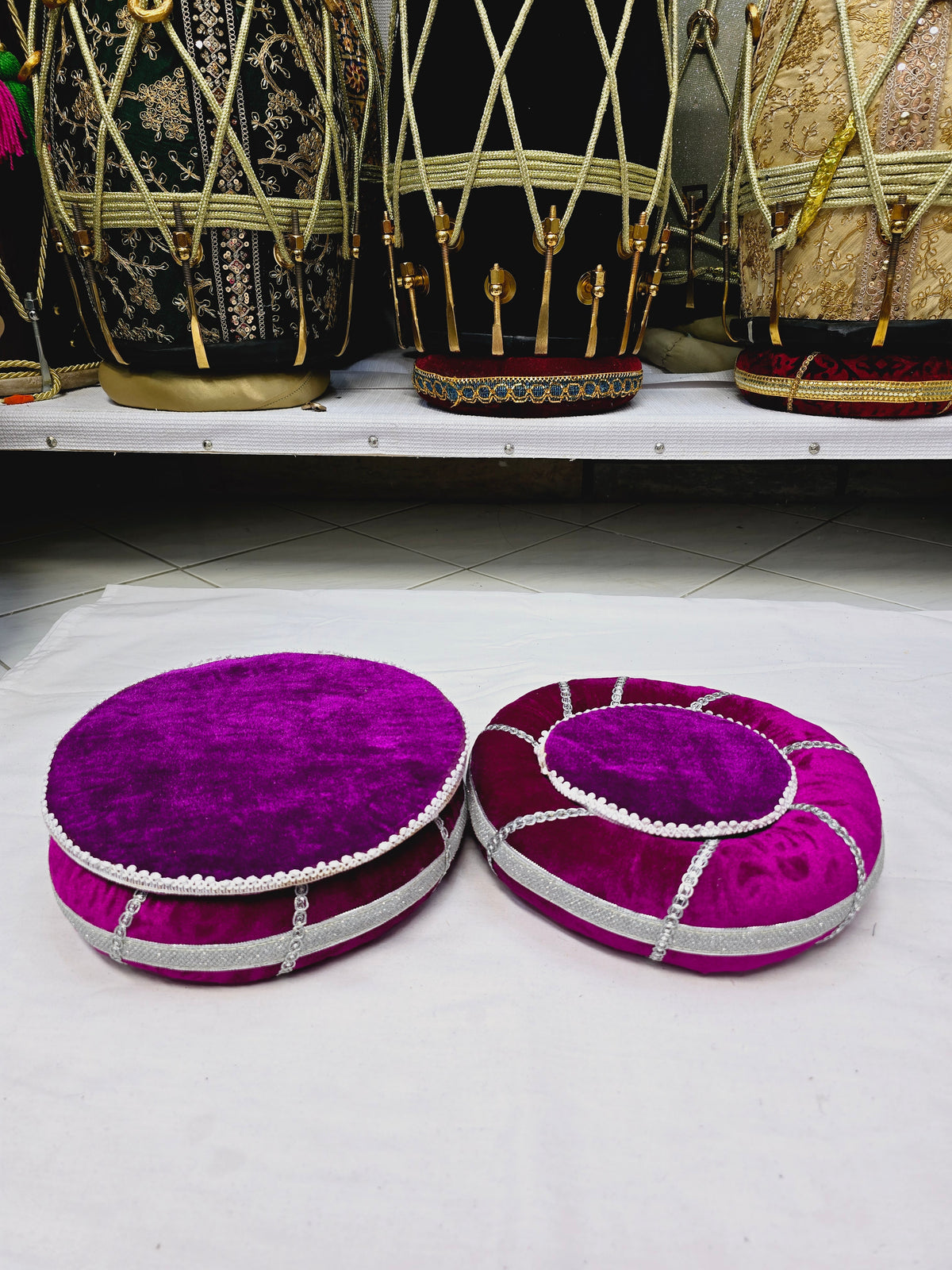 Aurora Magenta Tabla Rings – Magenta with Silver Accents *Minor Cosmetic Defects - Sangeet Store