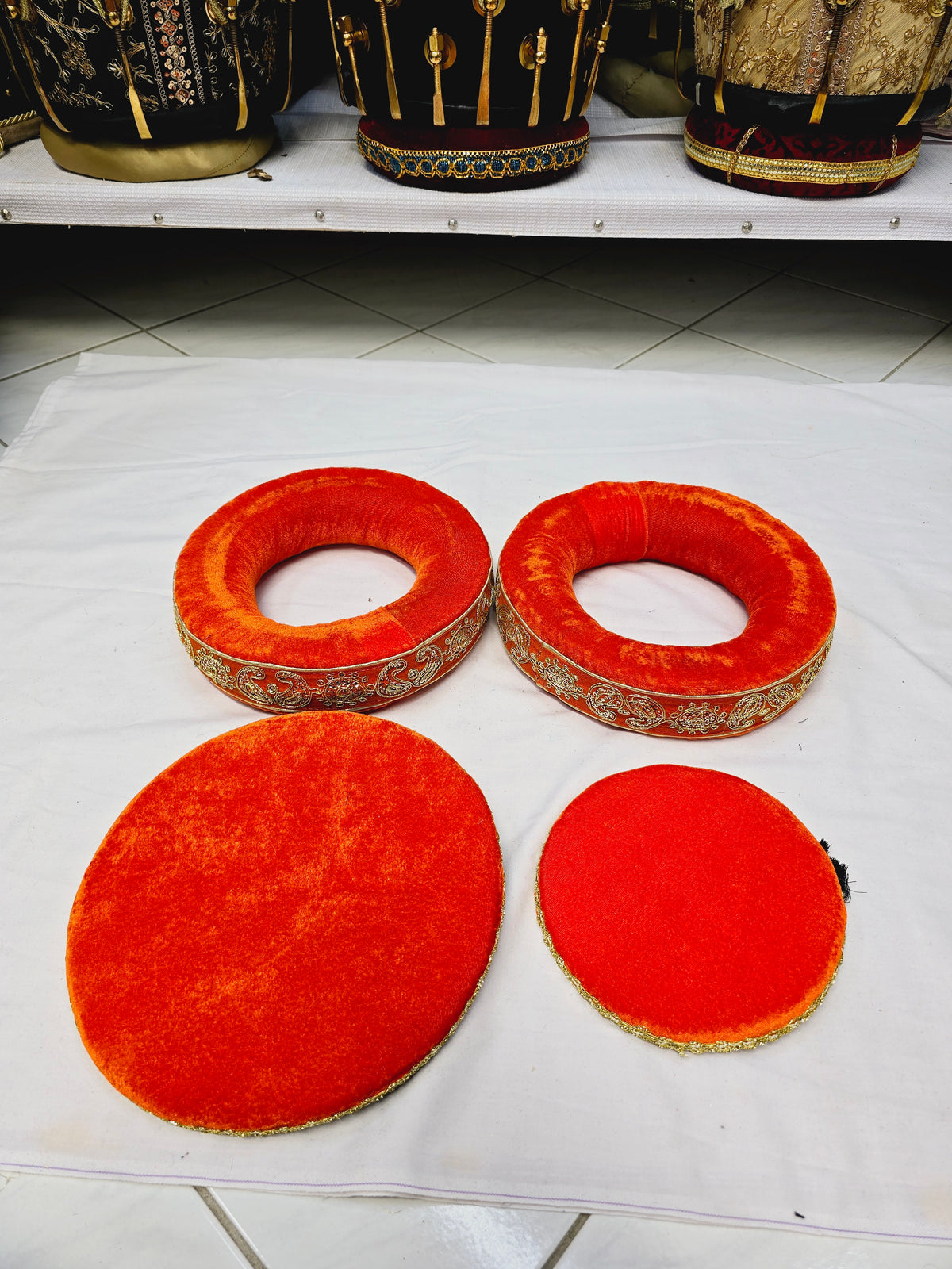 Golden Blaze Tabla Rings – Premium Orange with Golden Design - Sangeet Store