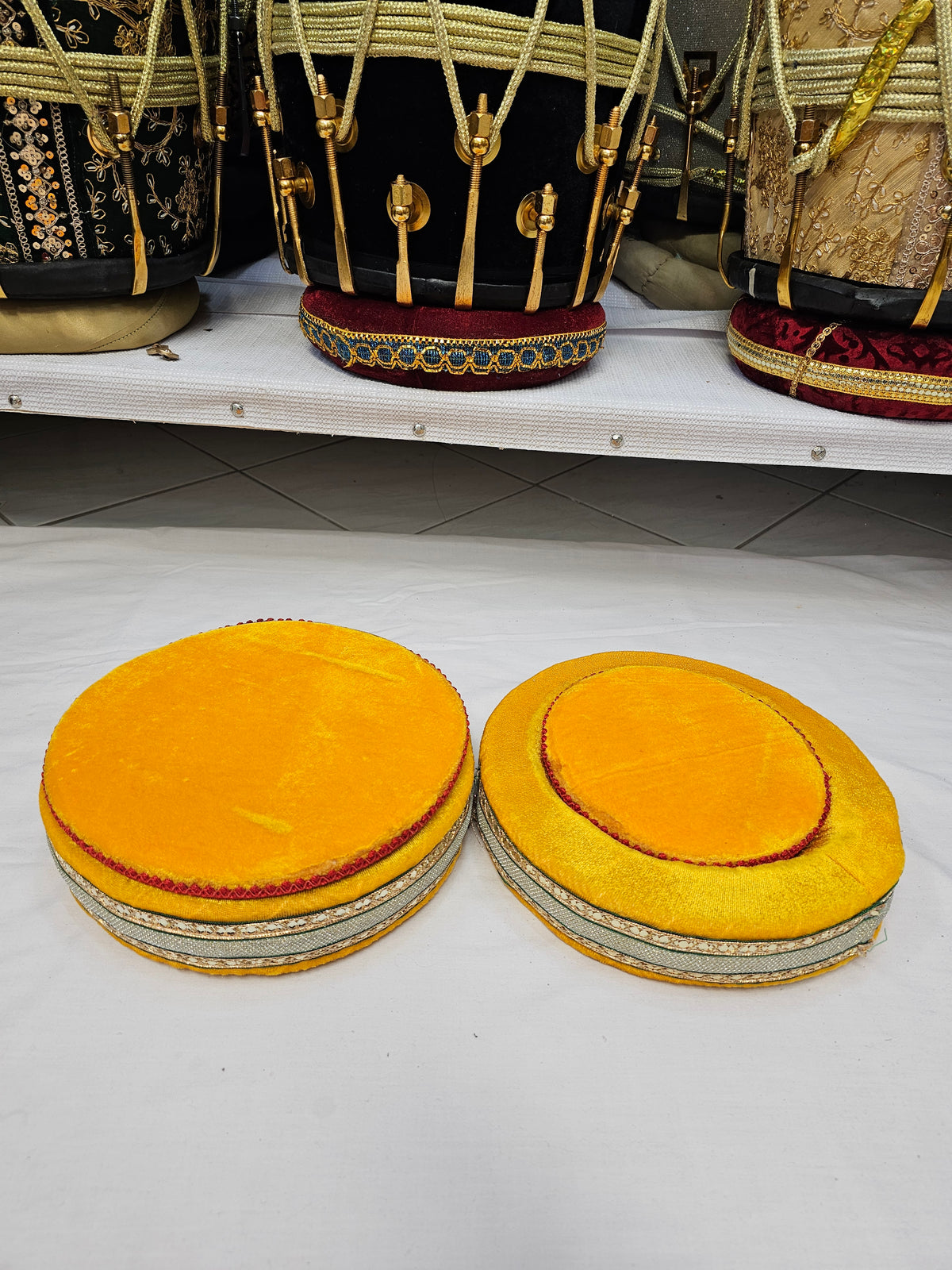 Golden Sunrise Premium Tabla Ring Set (Yellow, Cosmetic Defects) - Sangeet Store