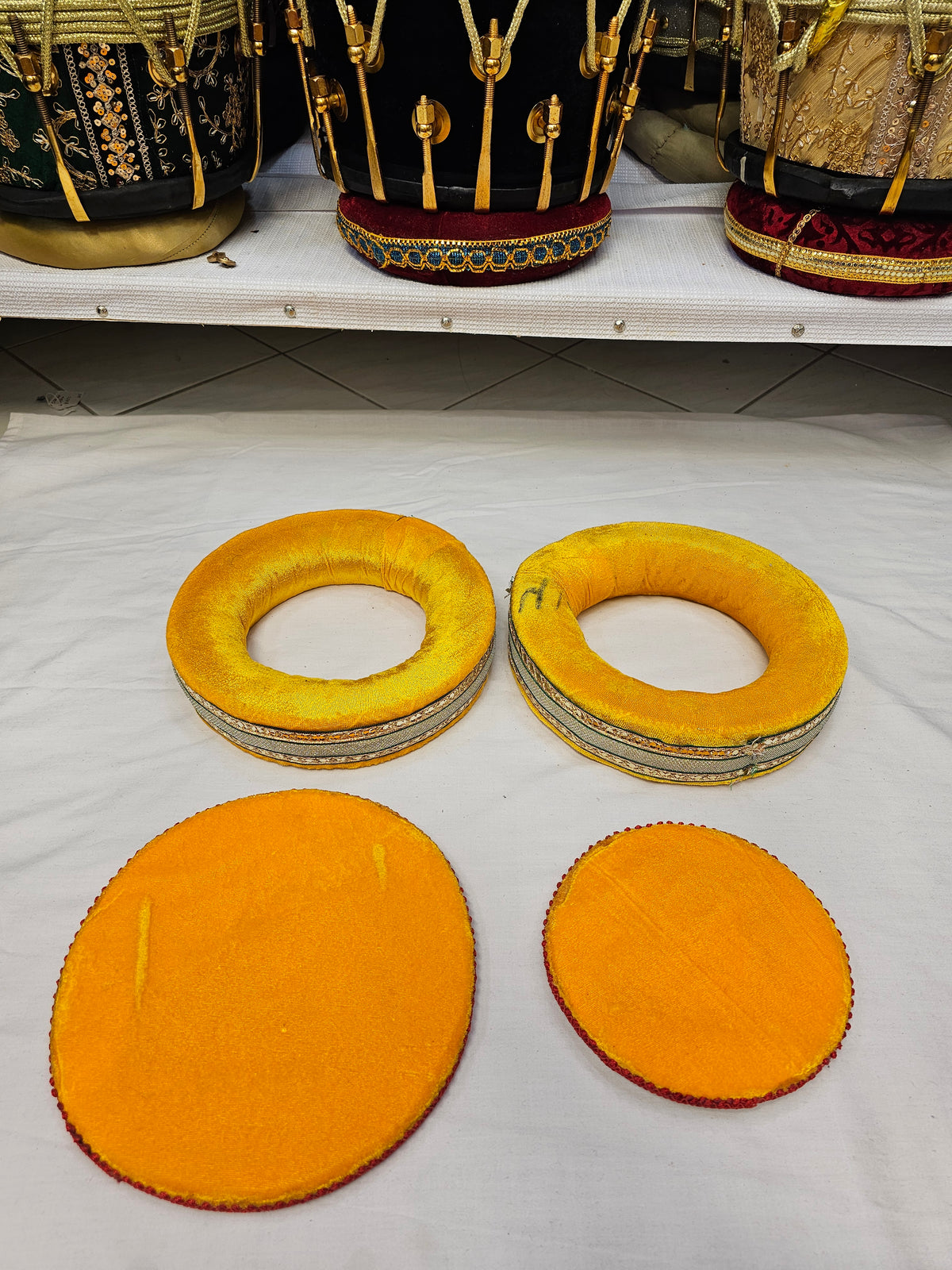 Golden Sunrise Premium Tabla Ring Set (Yellow, Cosmetic Defects) - Sangeet Store