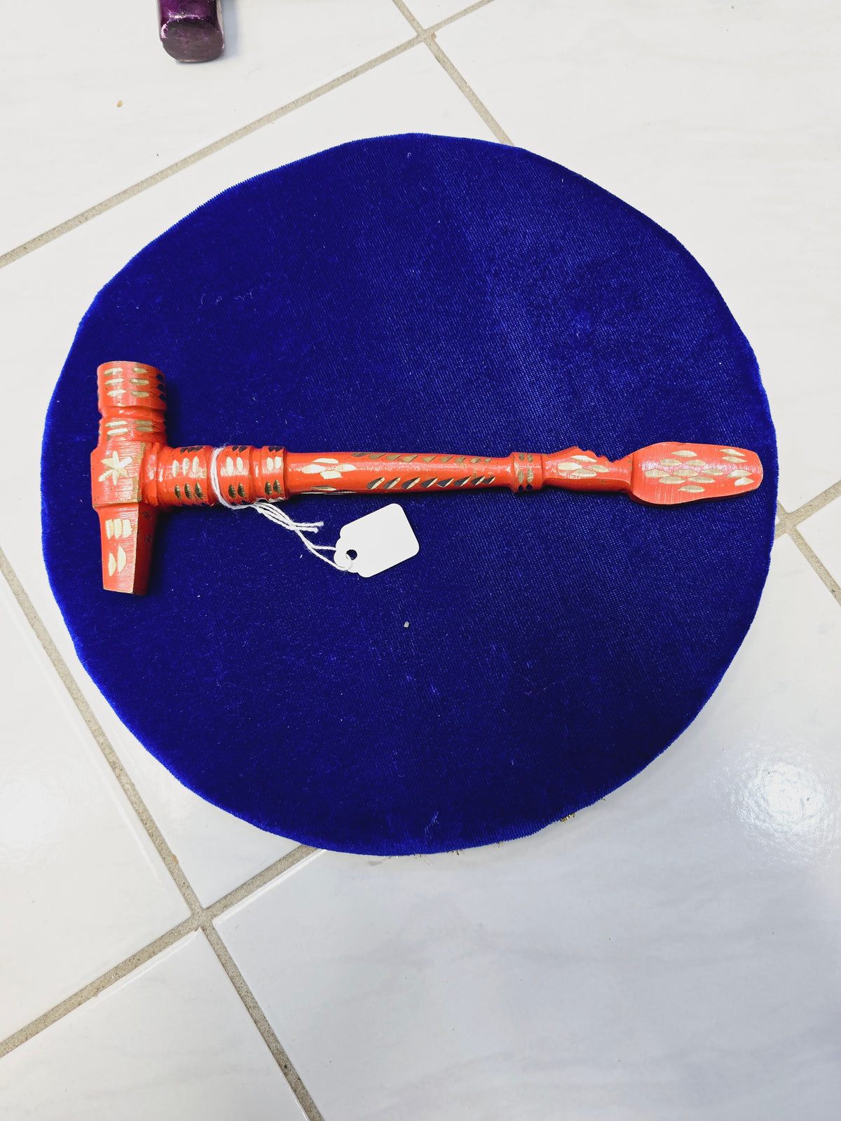 FlameGlow Orange Tabla Hammer – Gold Accents with Round Head - Sangeet Store