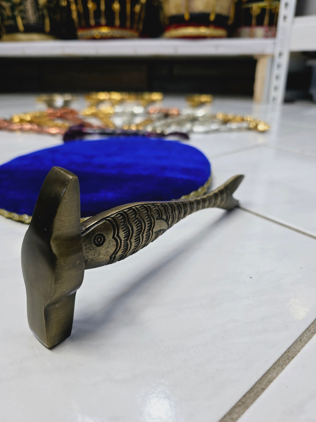 Rustic Goldfish Tabla Hammer – Gold & Black Fish Design - Sangeet Store