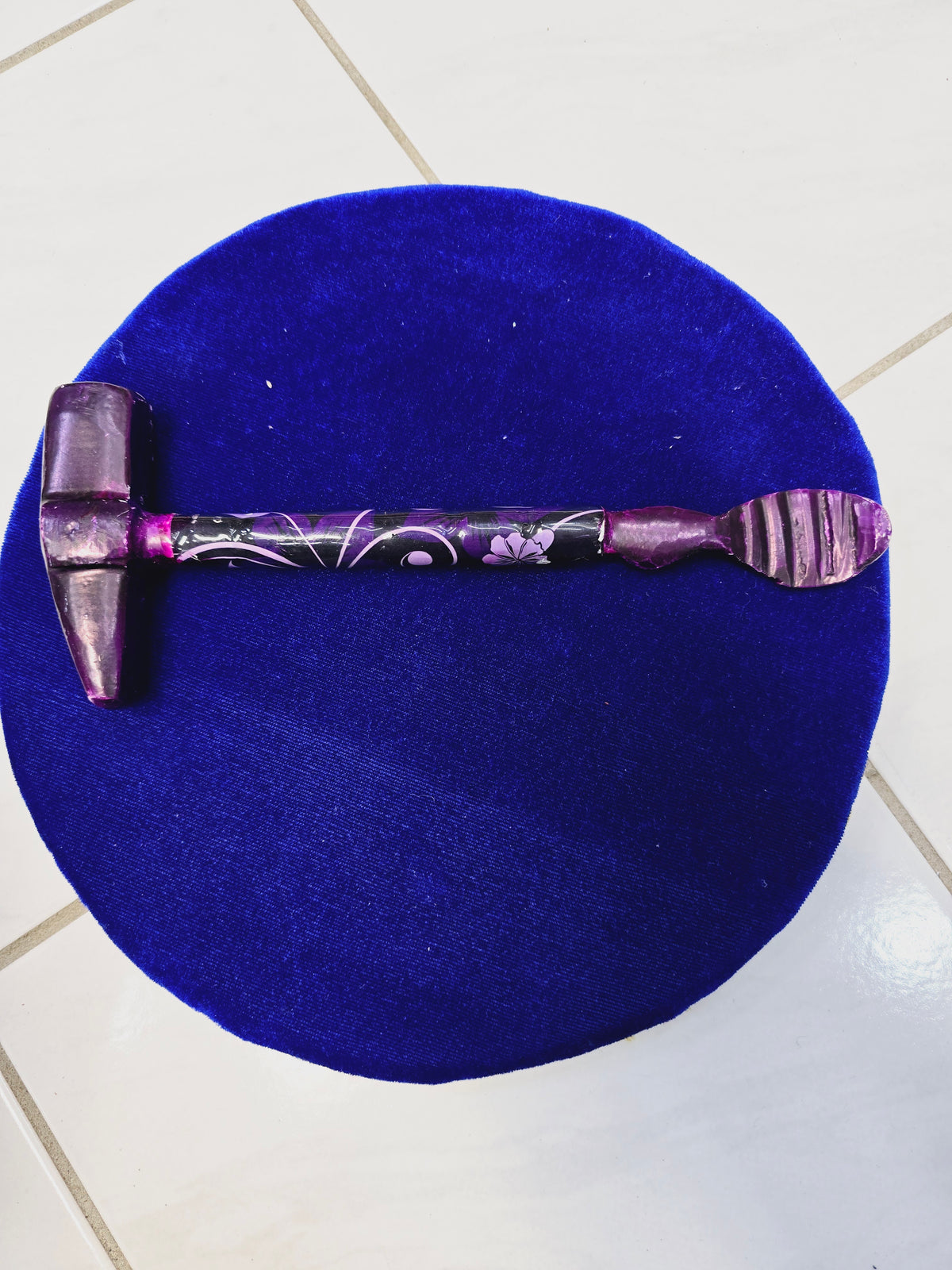 Violet Bloom Tabla Hammer – Floral Design with Curved End - Sangeet Store