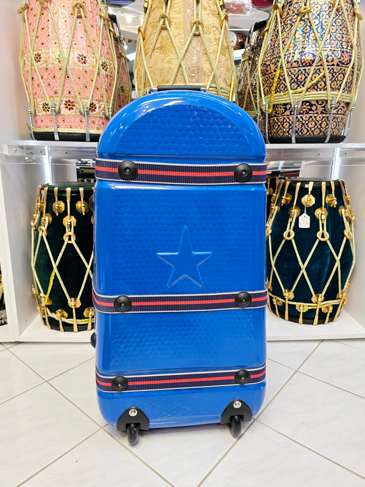Traveler’s Rhythm: Blue Tabla/Dholak Case with Fixed Wheels - Sangeet Store