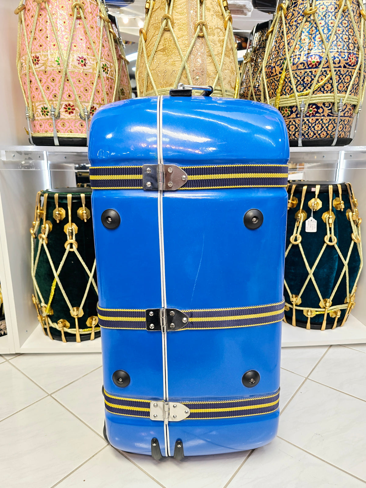 Rhythm Rover: Blue Tabla/Dholak Case with Fixed Wheels (Minor Cosmetic Defects) - Sangeet Store