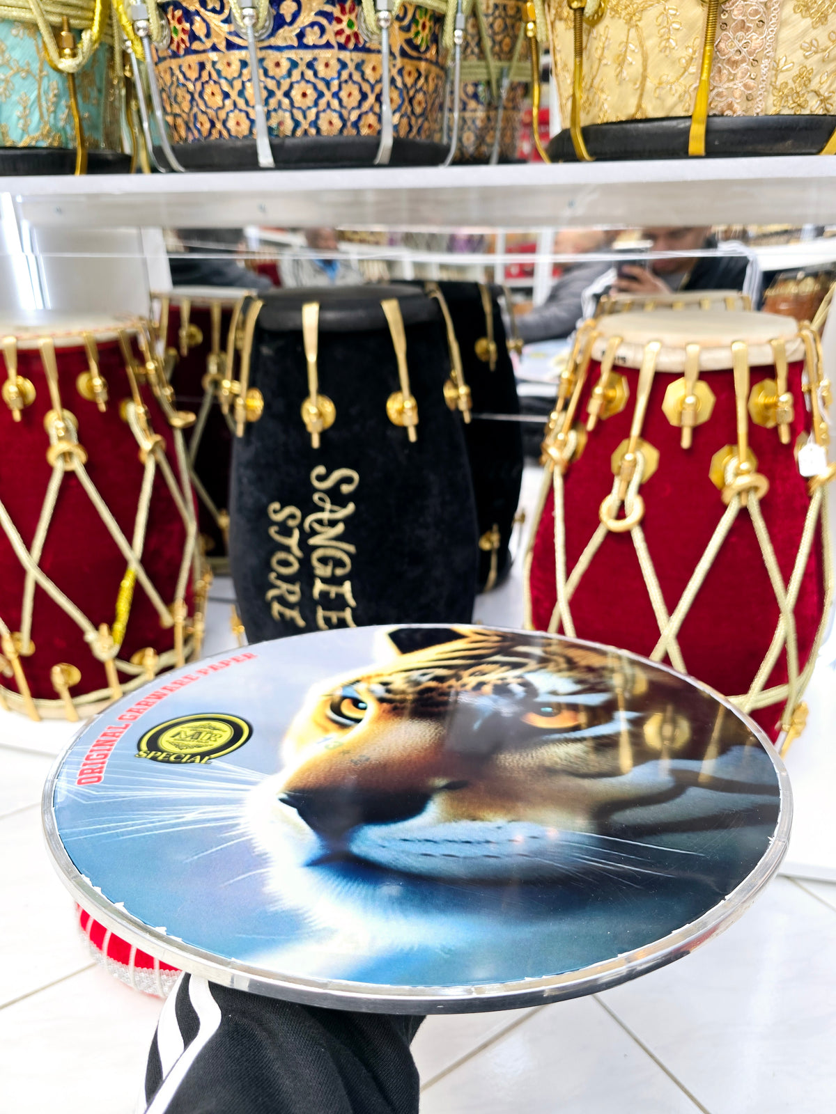 Panther’s Gaze 13.2" Dhol Treble Skin – Black Edition - Sangeet Store