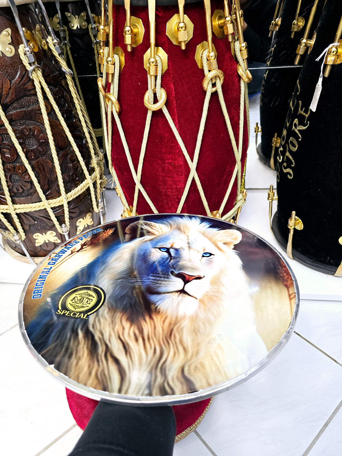 Majestic White Lion 13" Dhol Treble Skin - Sangeet Store