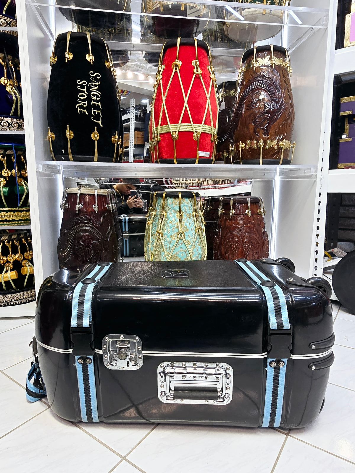 Midnight Aegis Standard Tabla Case – Single Lock, Reinforced Handles & Padded Interior *Minor Cosmetic Defects* - Sangeet Store