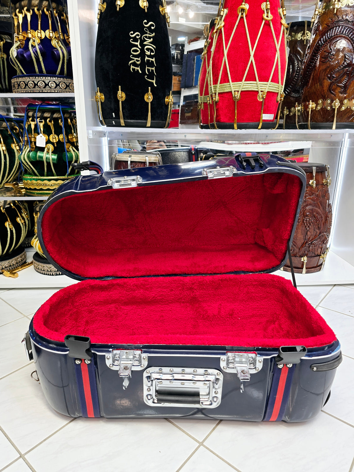 Azure Shield Standard Tabla Case – Dual Locks, Twin Buckles & Premium Protection *Minor Cosmetic Defects * - Sangeet Store