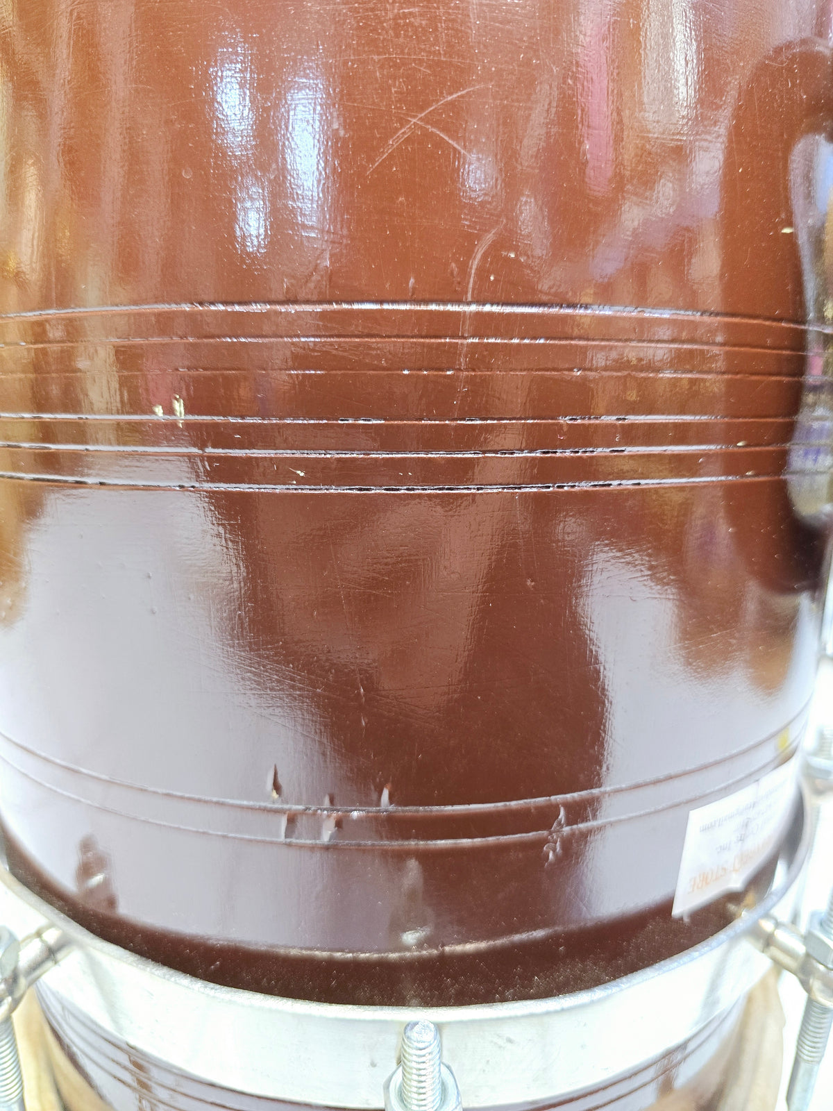 Sangeet Veda 14lbs Mango Wood West-Indian Toned Brown Bolted Dholak – Professional Quality *Minor Cosmetic Defects*