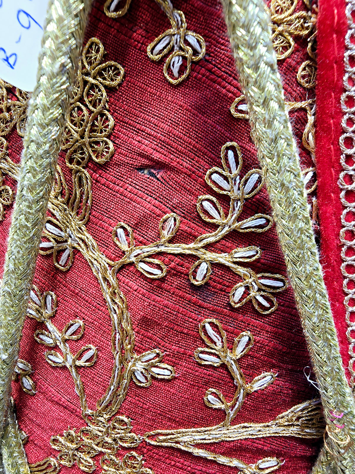 Swar Dholak – Red & Gold Sherwani Wrapped, Golden Brass Bolts (Buzzing Treble Skin & Minor Cosmetic Defects)