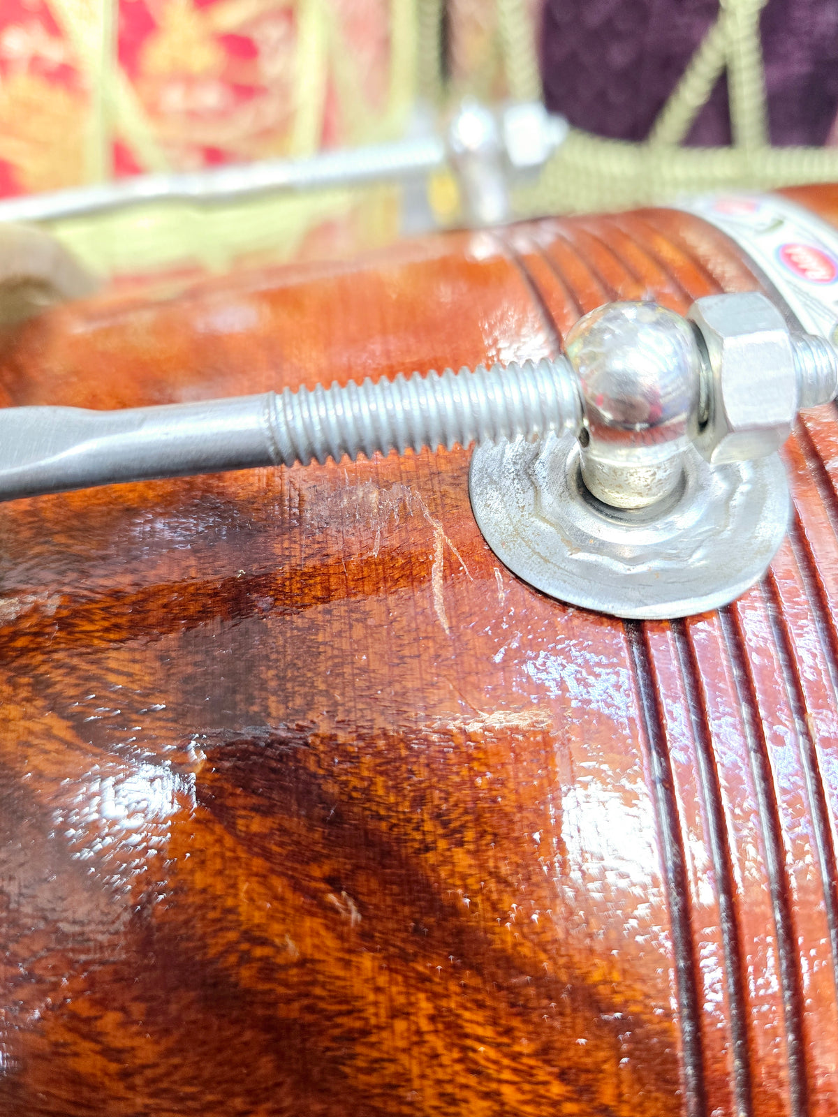 For Rent ONLY *Contact Us on WhatsApp*: Raga Dhvani™ – 12.4 lbs Traditional Sheesham Dholak with Natural Finish, Minor Cosmetic Defects & Small External Surface Cracks