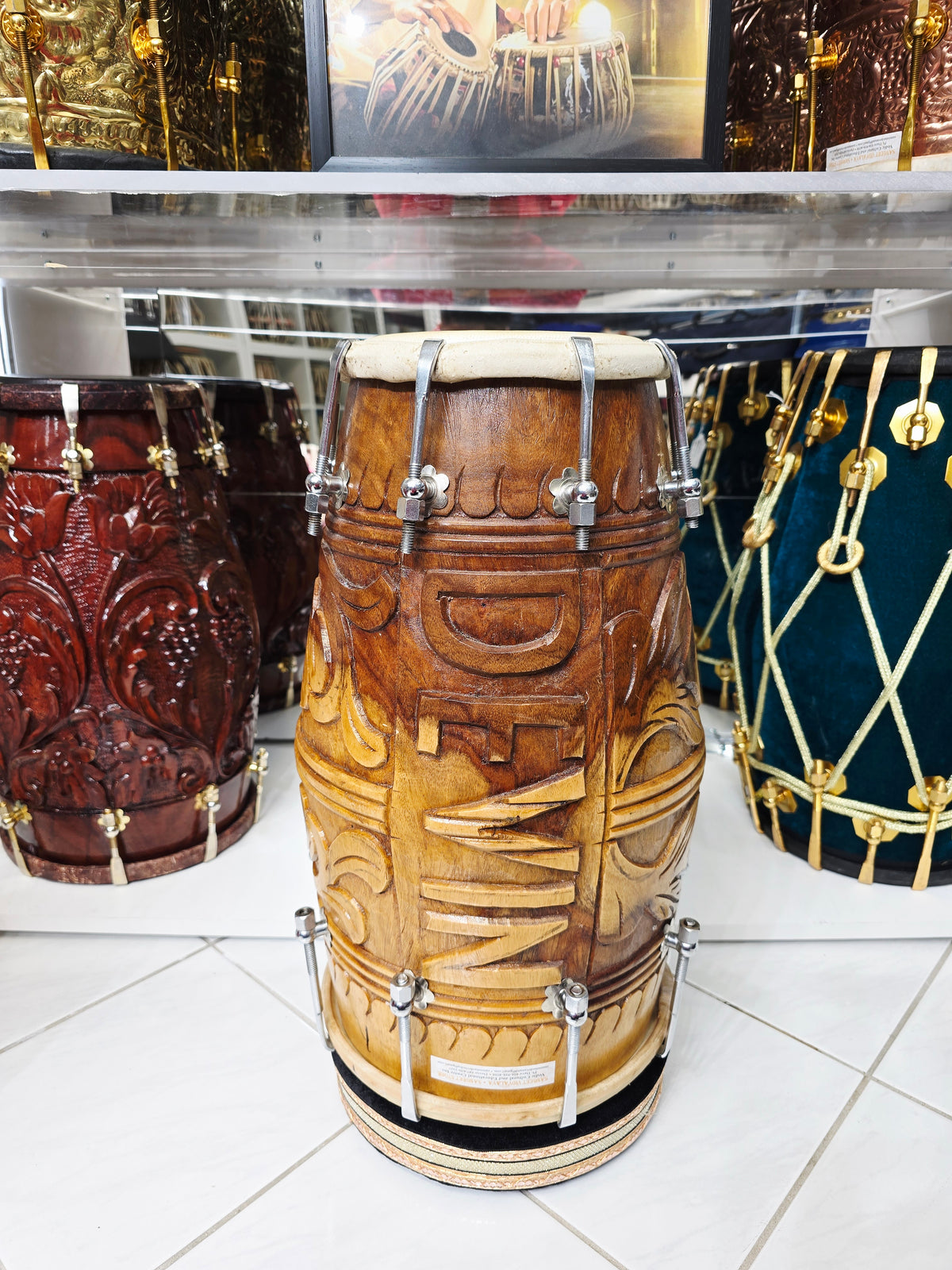 Devin Legacy Carve – Devin's Former Personal Studio Toned Dholak *Rare Rosewood* - Sangeet Store