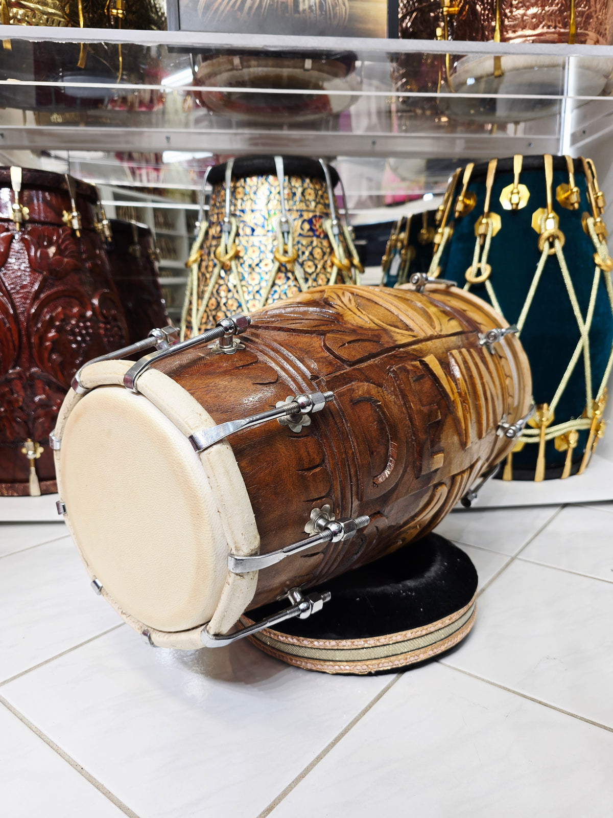 Devin Legacy Carve – Devin's Former Personal Studio Toned Dholak *Rare Rosewood* - Sangeet Store