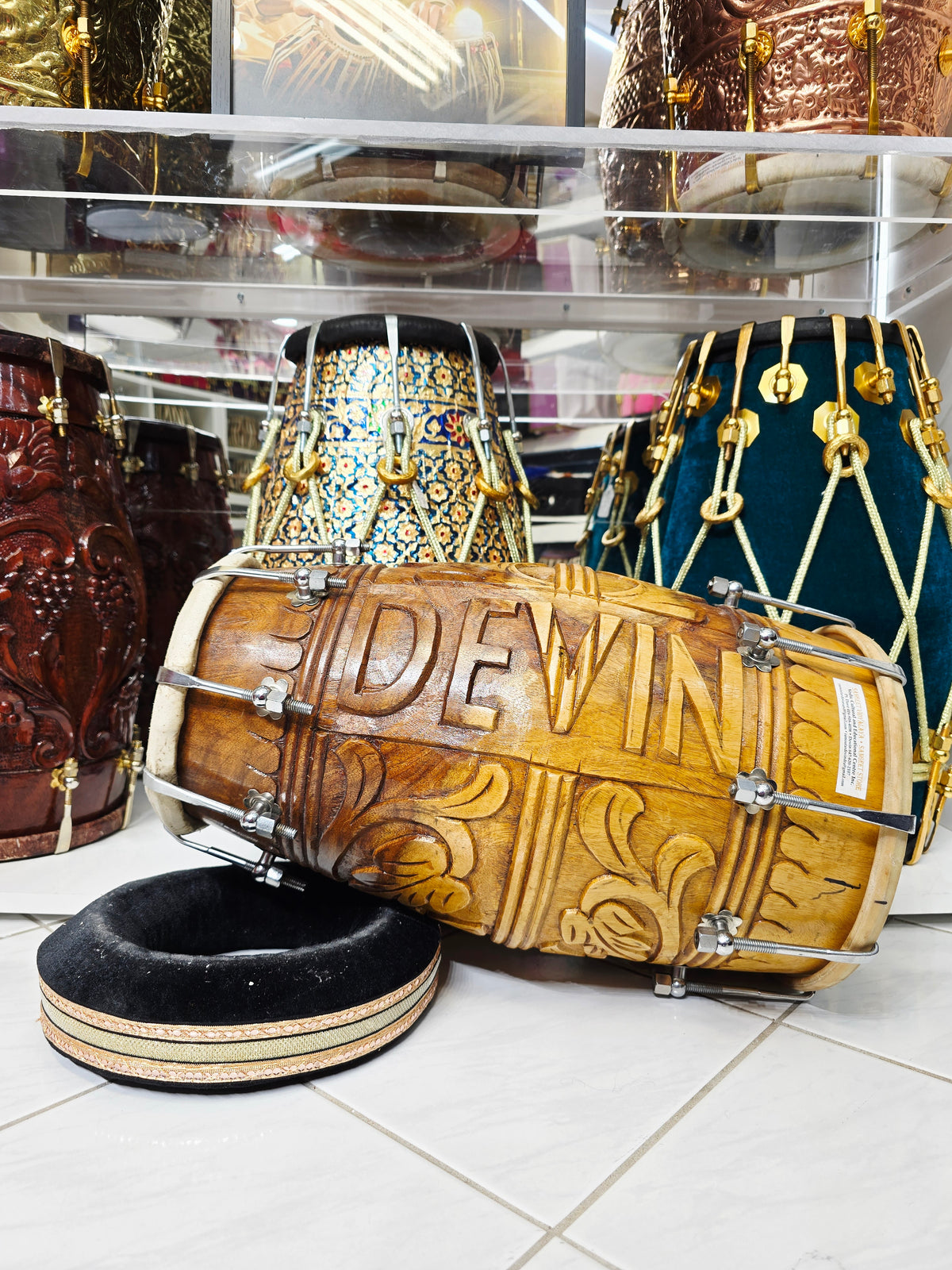 Devin Legacy Carve – Devin's Former Personal Studio Toned Dholak *Rare Rosewood* - Sangeet Store