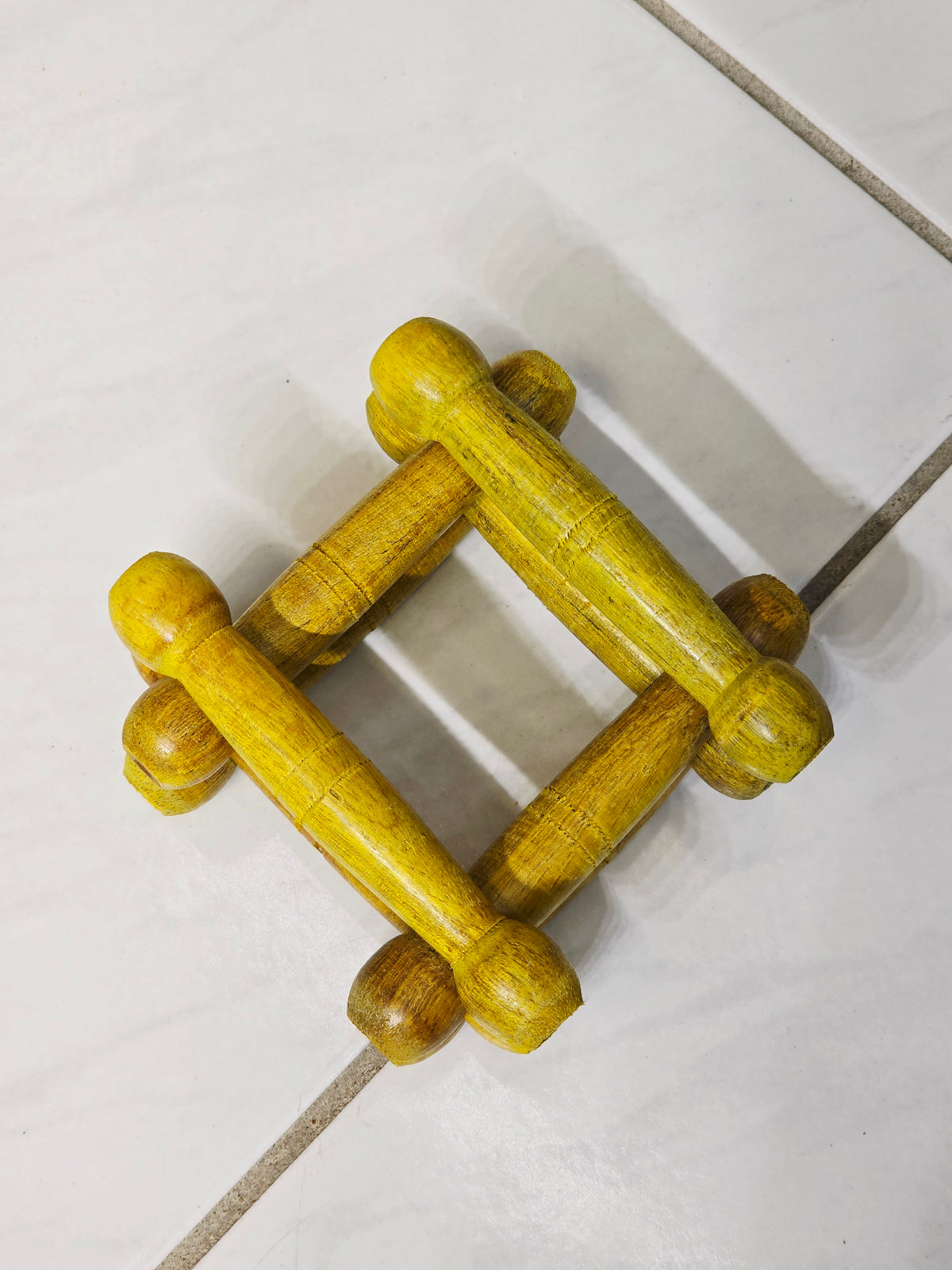 Yellow Wooden Bayan Ghattas (8 Piece Set) - Sangeet Store