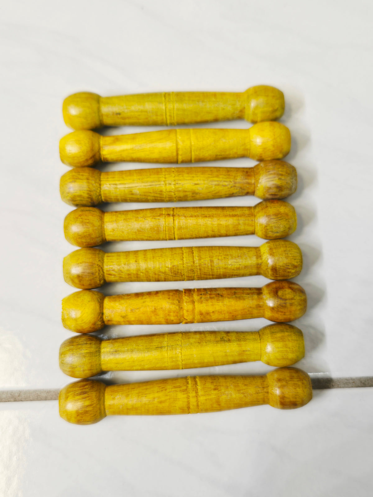 Yellow Wooden Bayan Ghattas (8 Piece Set) - Sangeet Store