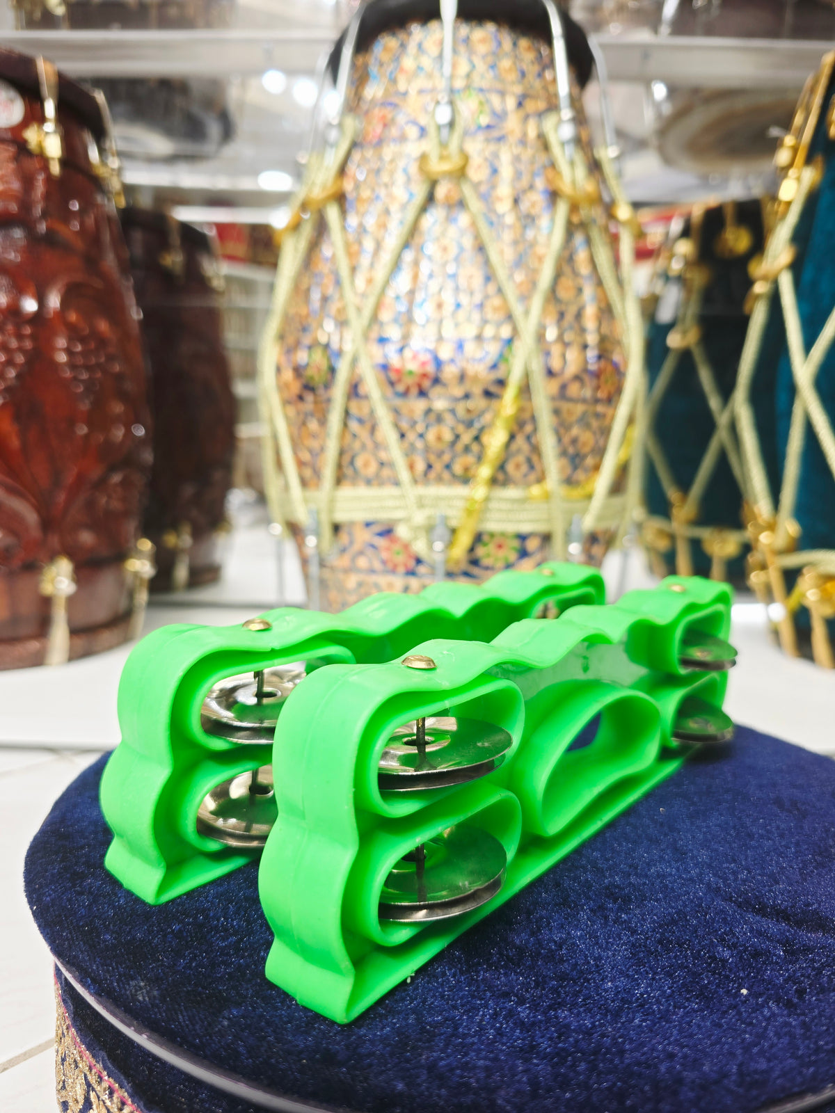 Naad Clap – Devotional Hand Khartaal Set (Green Plastic)
