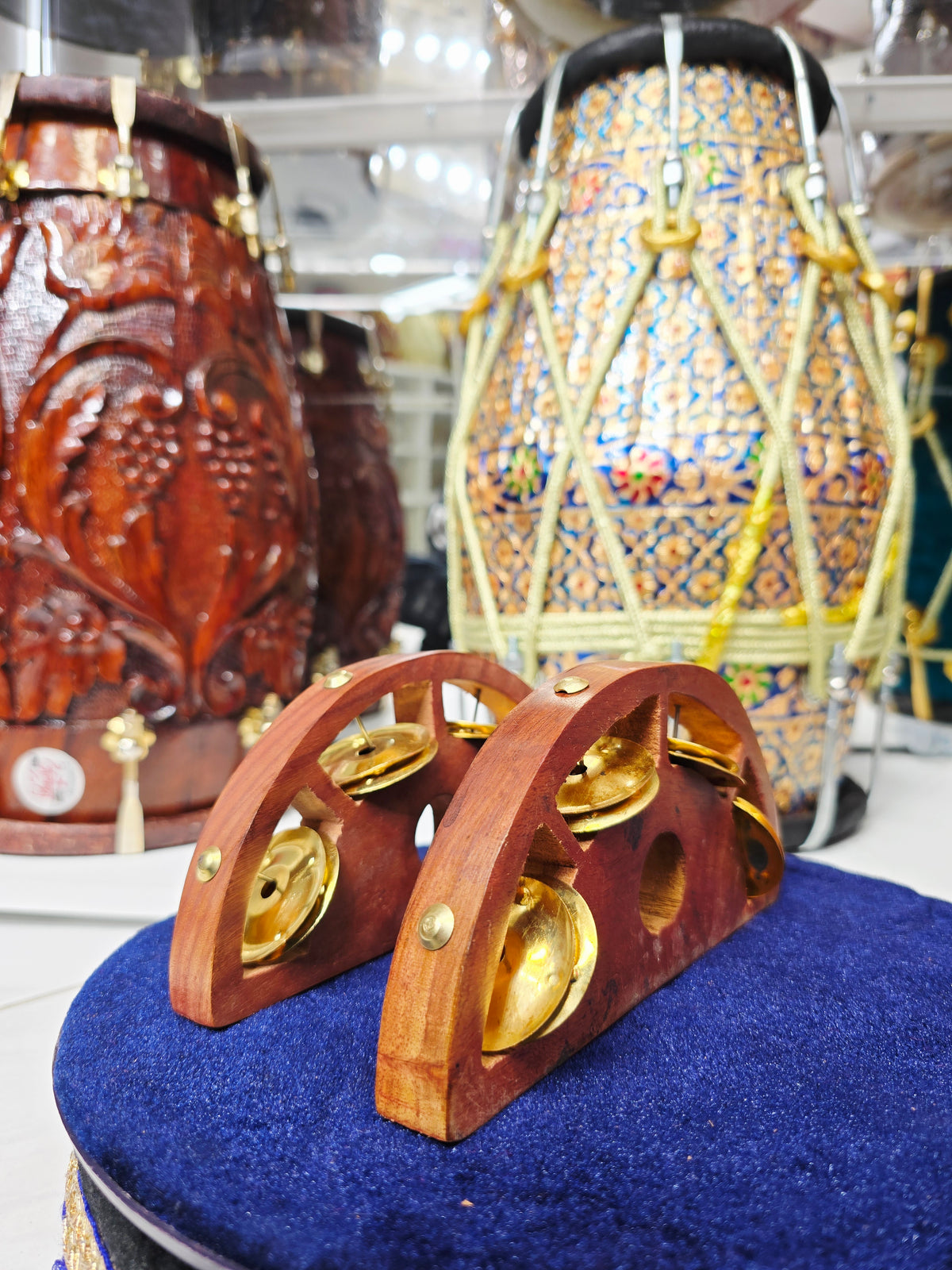 Naad Kriti – Half-Moon Wooden Khartaal (Brass Zills, Minor Cosmetic Imperfections)