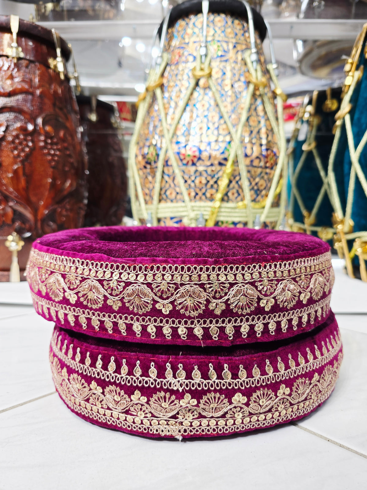 Royal Amethyst Tabla Rings Set – Premium Purple with Golden Design *Minor Cosmetic Defects - Sangeet Store