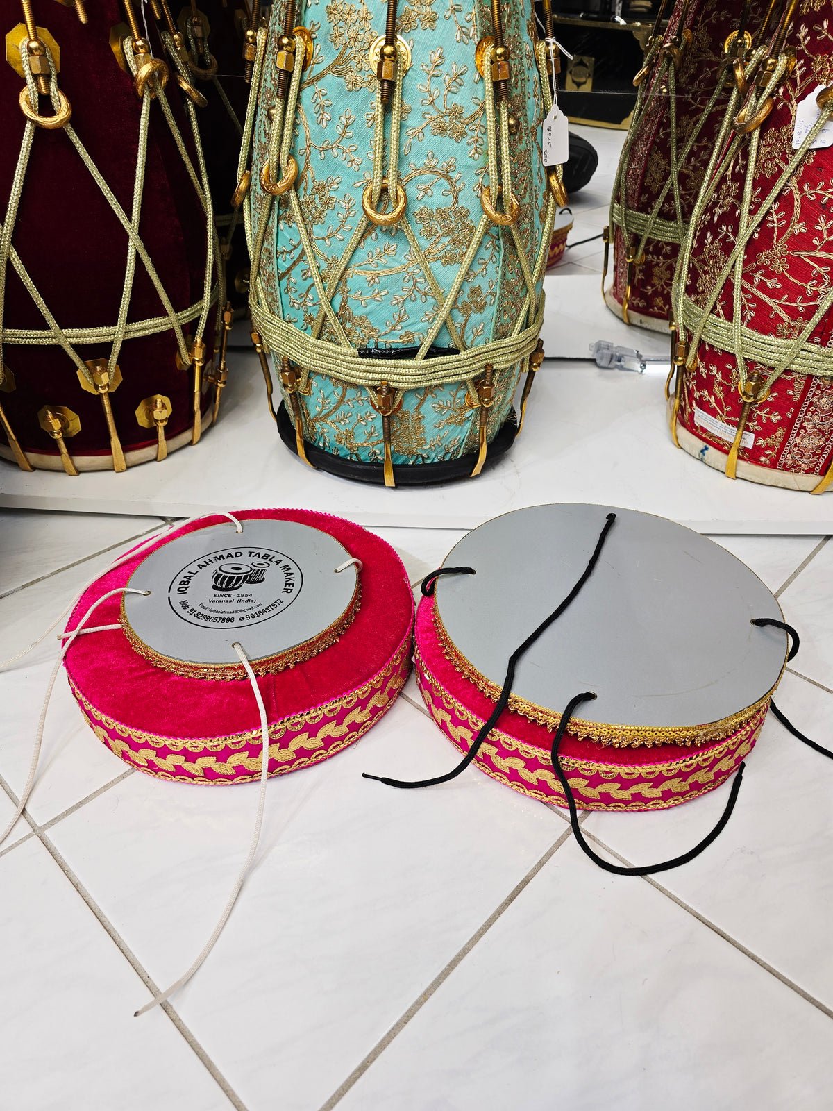 Rajkumari Rose Tabla Rings & Covers Set *Very Minor Cosmetic Blemishes - Sangeet Store