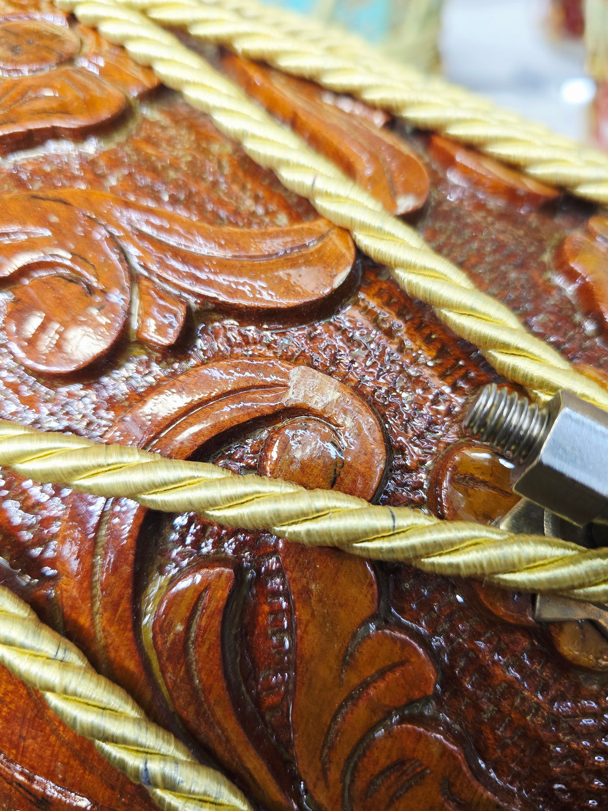 Maa Ambika VeenaFlame Dholak | 18.4 lbs Bijessar Wood, Encarved *Very Minor Cosmetic Blemishes