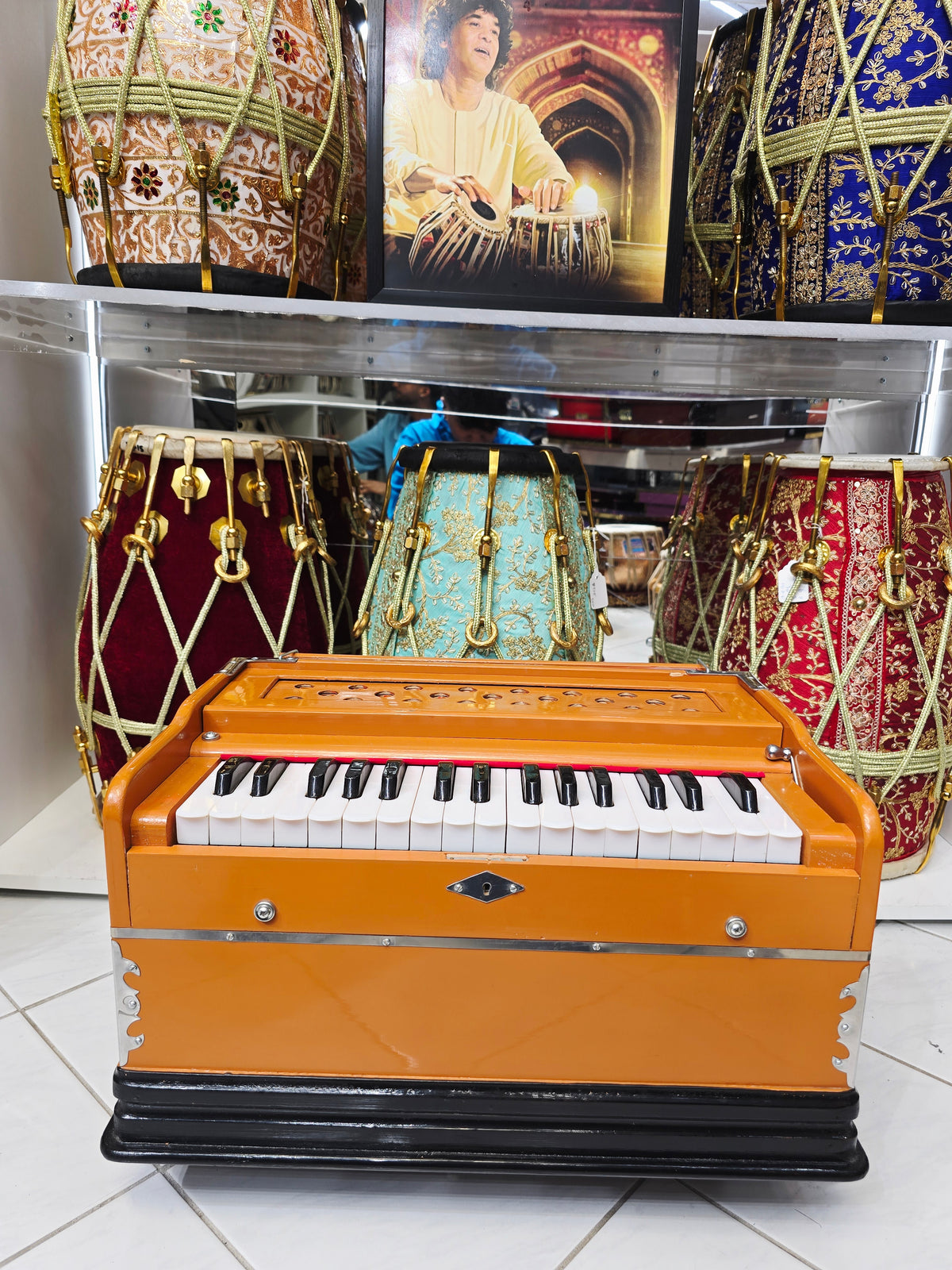 Saffron Symphony: Compact Orange 32 Key Semi-Pro Boxed Harmonium with Coupler (Without Stoppers) *Very Minor Cosmetic Blemishes
