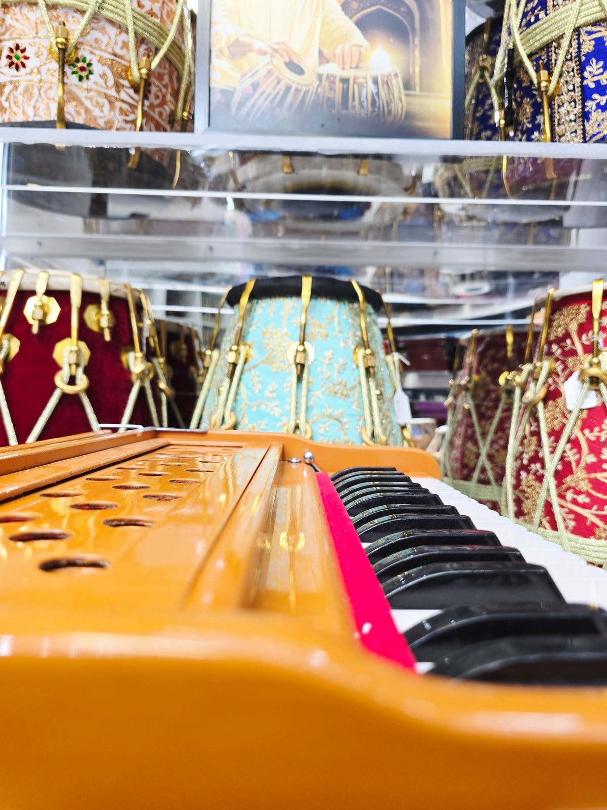 Saffron Symphony: Compact Orange 32 Key Semi-Pro Boxed Harmonium with Coupler (Without Stoppers) *Very Minor Cosmetic Blemishes