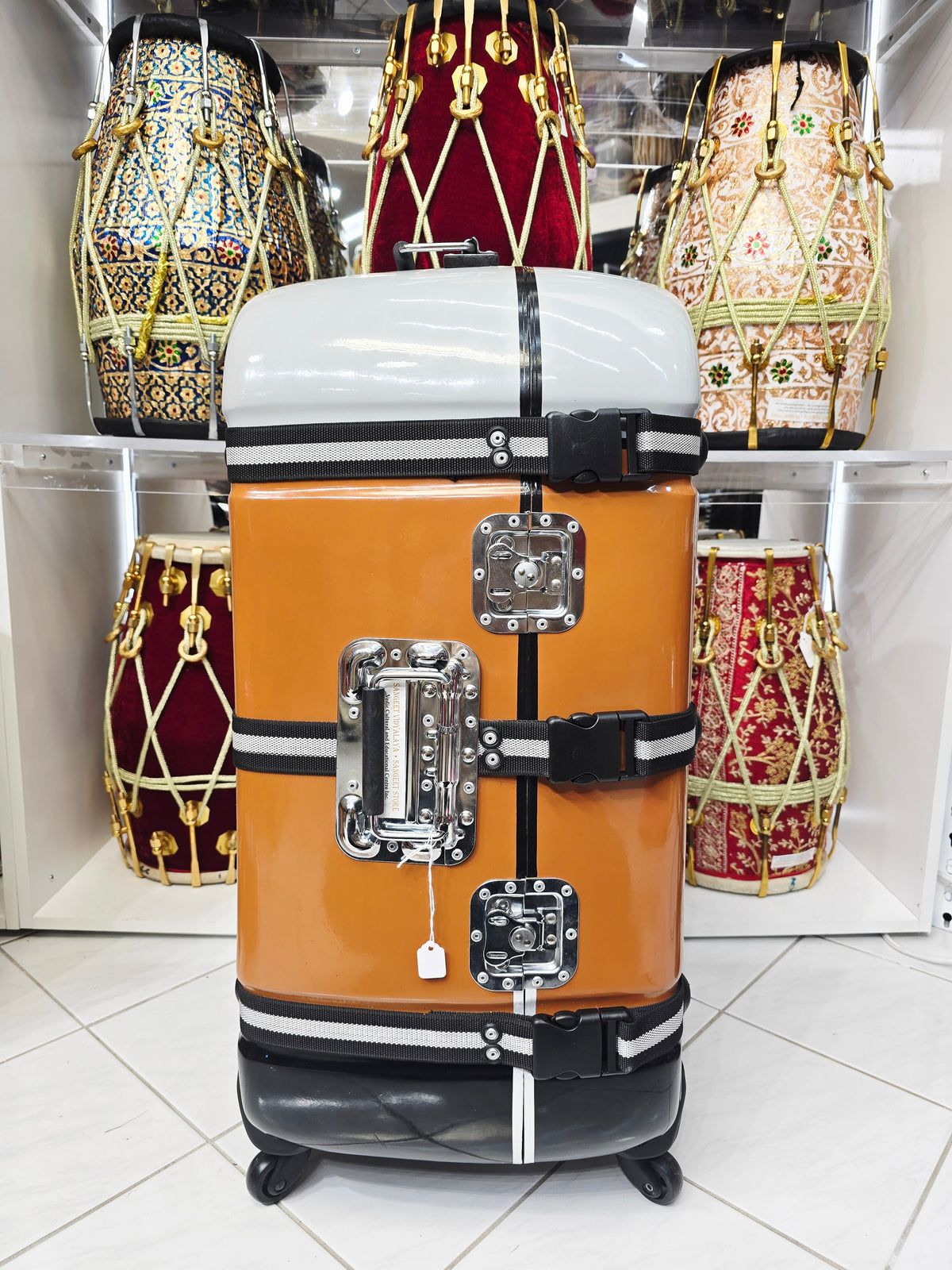 TriTone Voyager | Grey–Brown–Black Tabla/Dholak Travel Case – 360° Wheels *Minor Cosmetic Defects - Sangeet Store