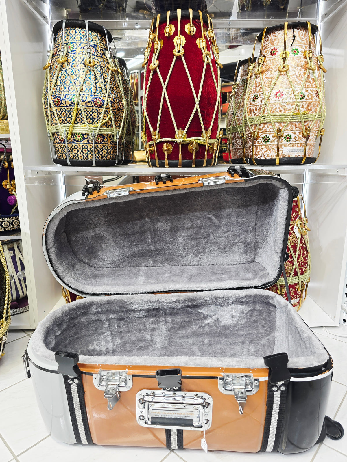 TriTone Voyager | Grey–Brown–Black Tabla/Dholak Travel Case – 360° Wheels *Minor Cosmetic Defects - Sangeet Store