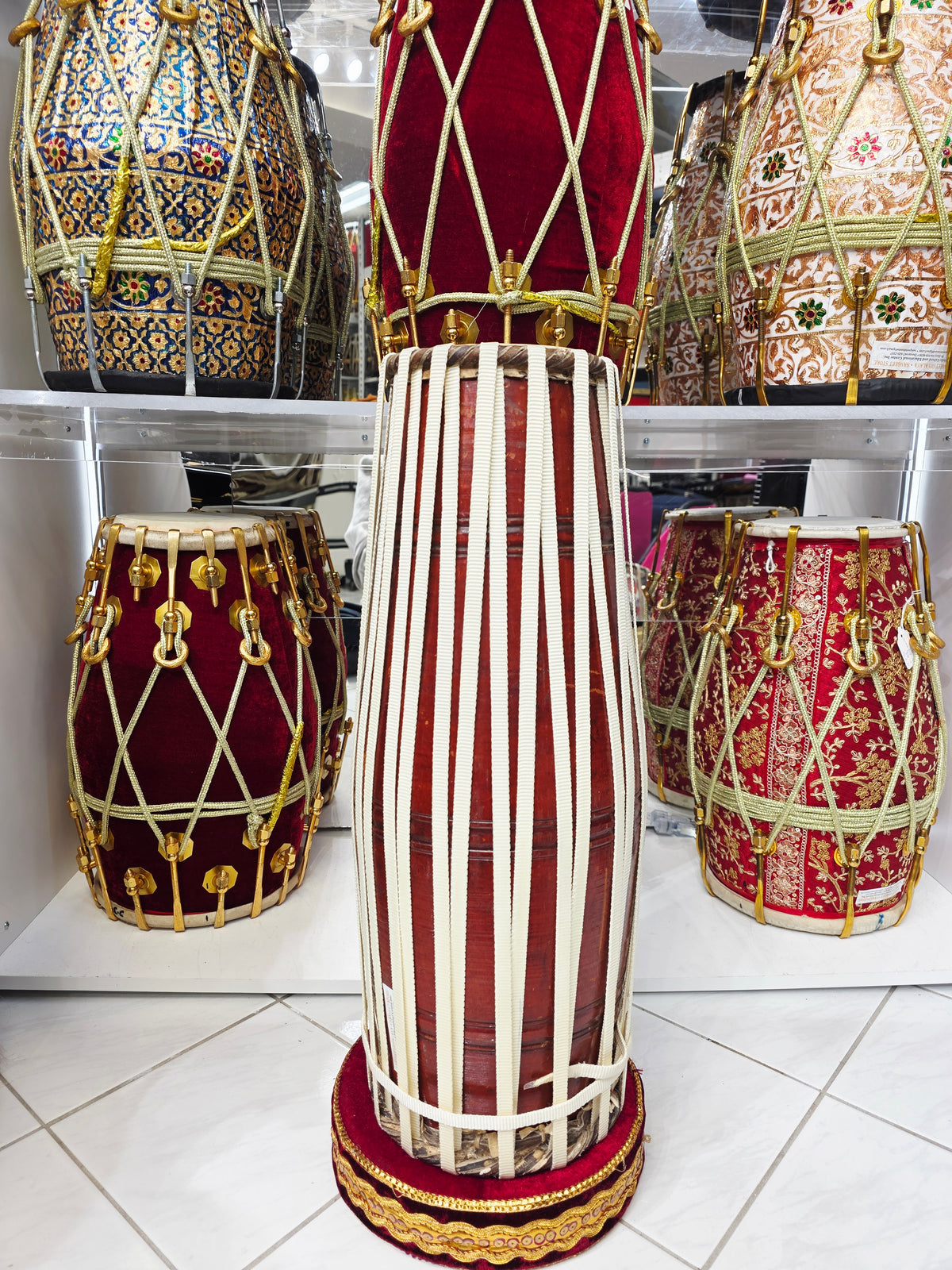 VeerDhara Heritage Mridangam – Classic Brown & Ivory Lacing *Cosmetic Defects*