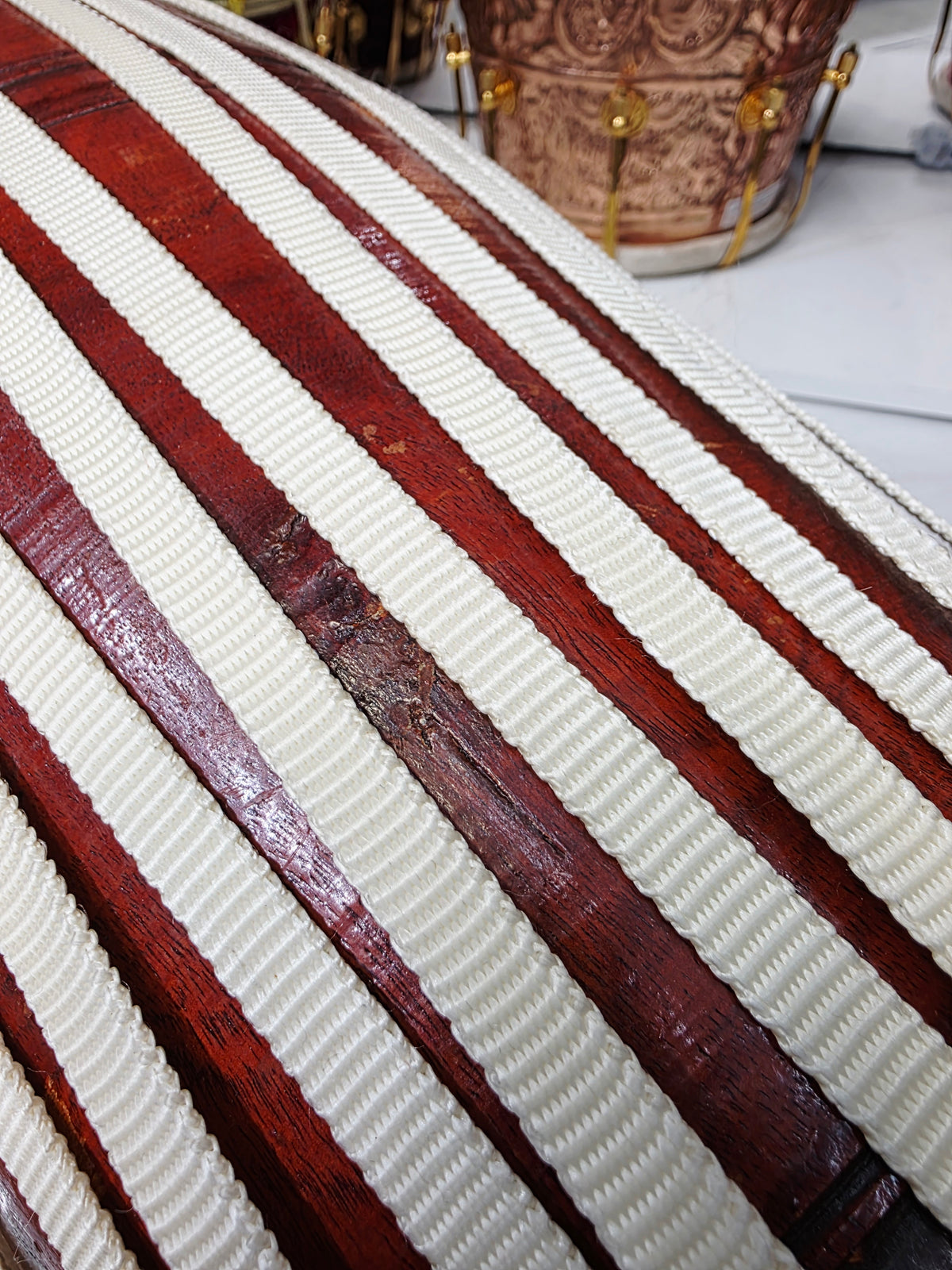 VeerDhara Heritage Mridangam – Classic Brown & Ivory Lacing *Cosmetic Defects*