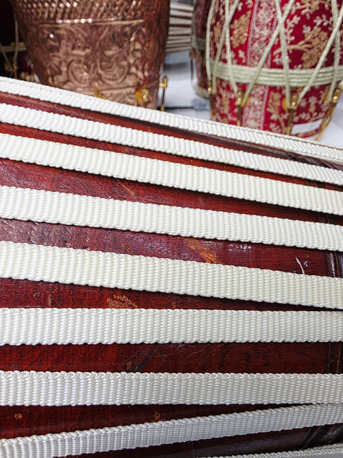 VeerDhara Heritage Mridangam – Classic Brown & Ivory Lacing *Cosmetic Defects*