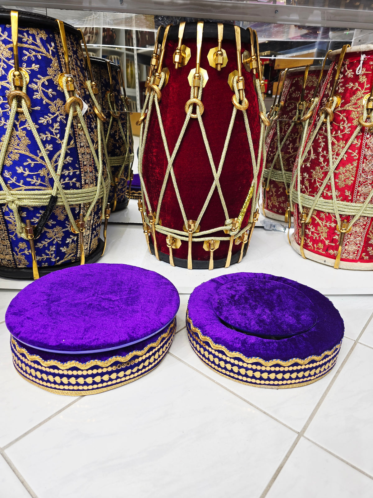SvarAmethyst Performance Ring Set – Purple Velvet Tabla Rings with Gold Accents